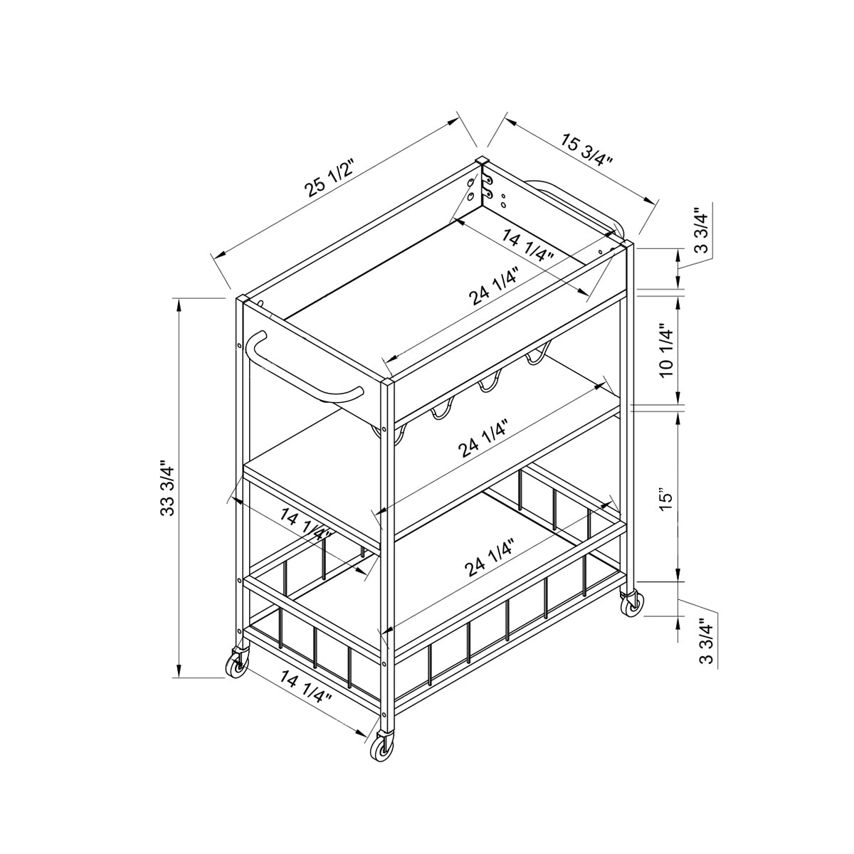 Rolling Kitchen Cart with Three Tiers