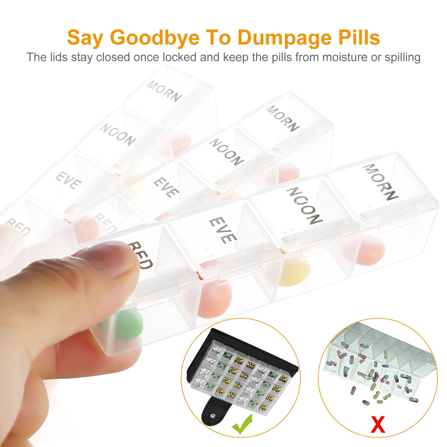 Weekly Pill Organizer AM PM Daily Medicine