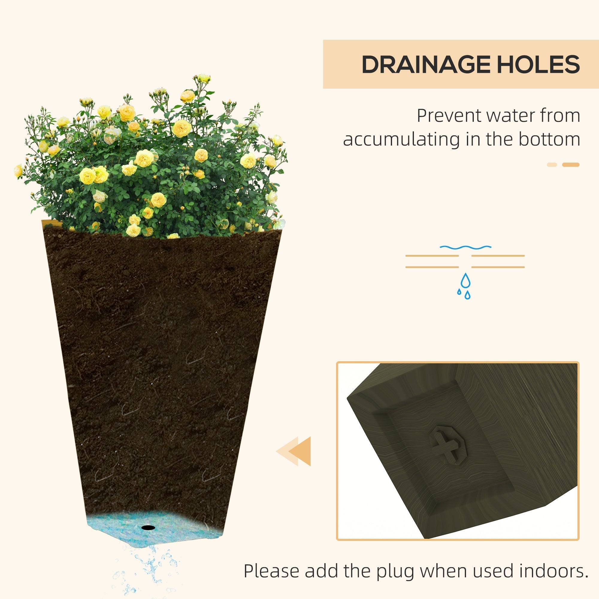 Outsunny 28" Tall Outdoor Planters, Set of 3