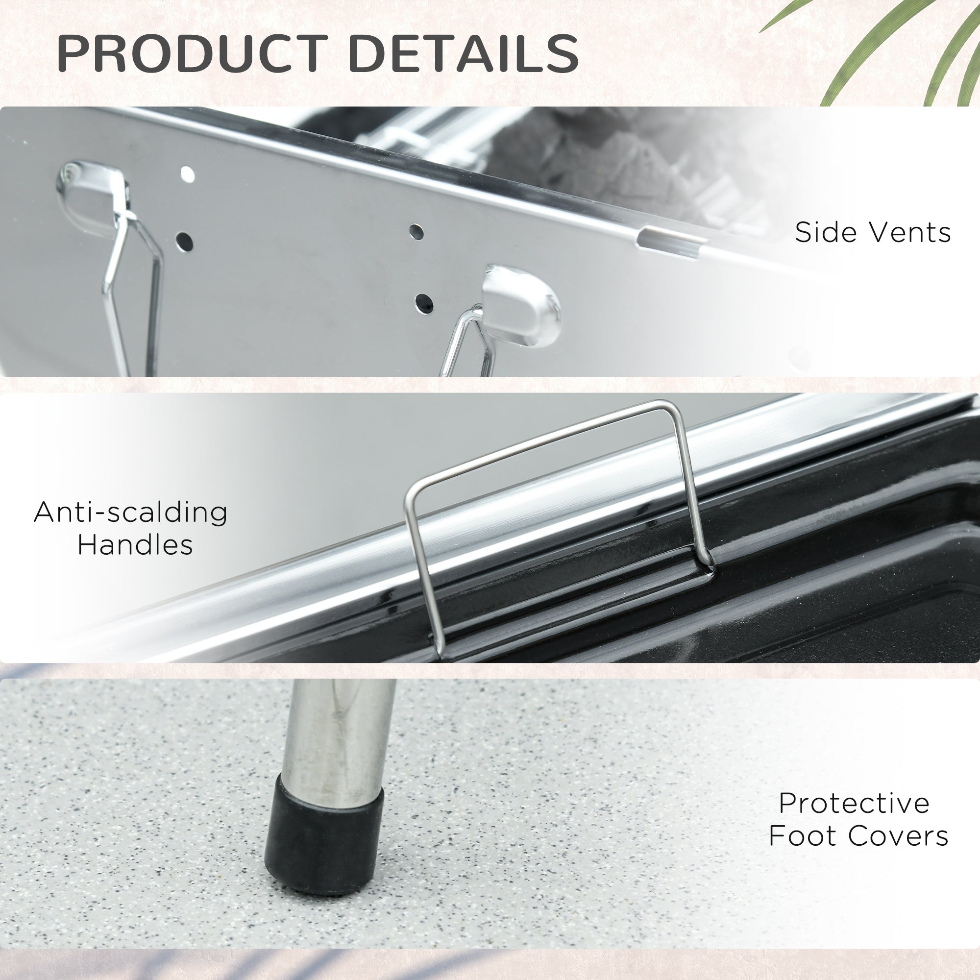 Outsunny Charcoal Grill Stainless Steel Portable Folding BBQ