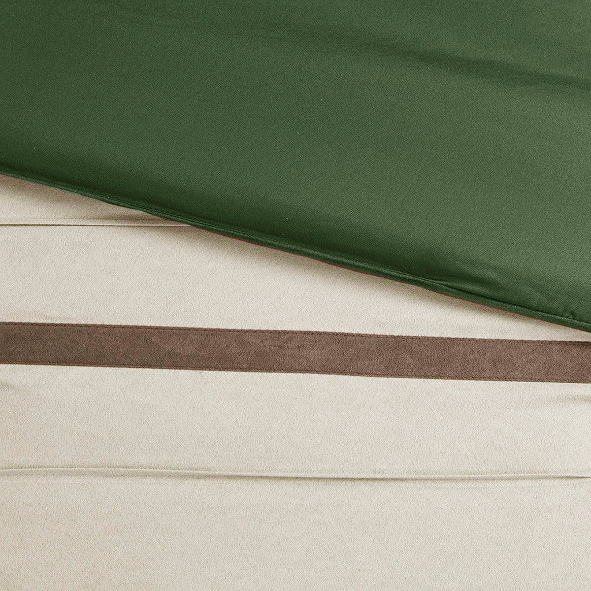7 PC Pieced Faux Suede Comforter Set Green Cal King