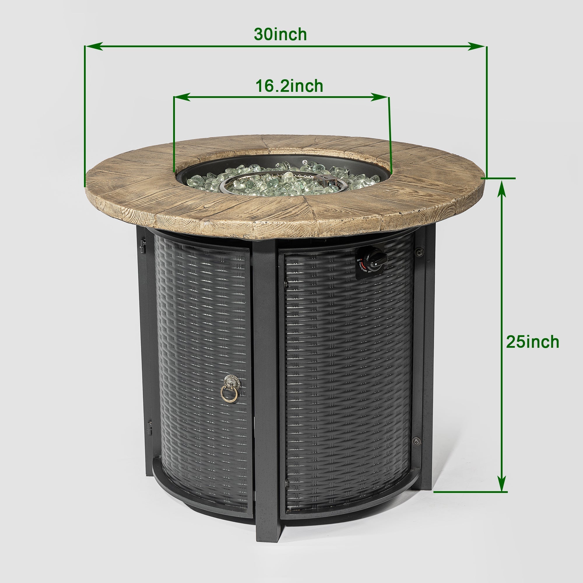 30' Propane Gas Fire Pit Table with Imitation Wood Grain Finish