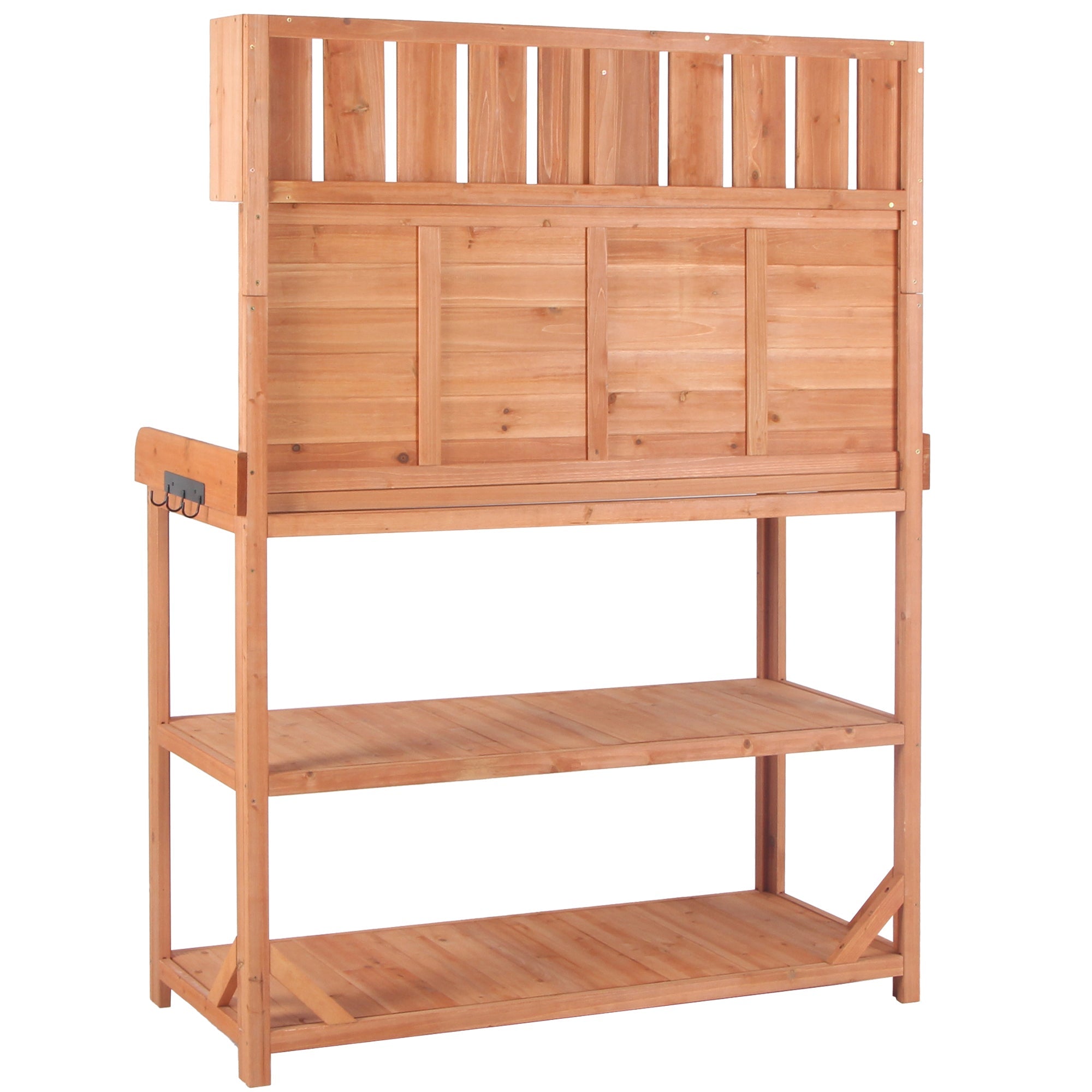 TOPMAX 65' Large Wooden Farmhouse Rustic Outdoor Potting Bench Table