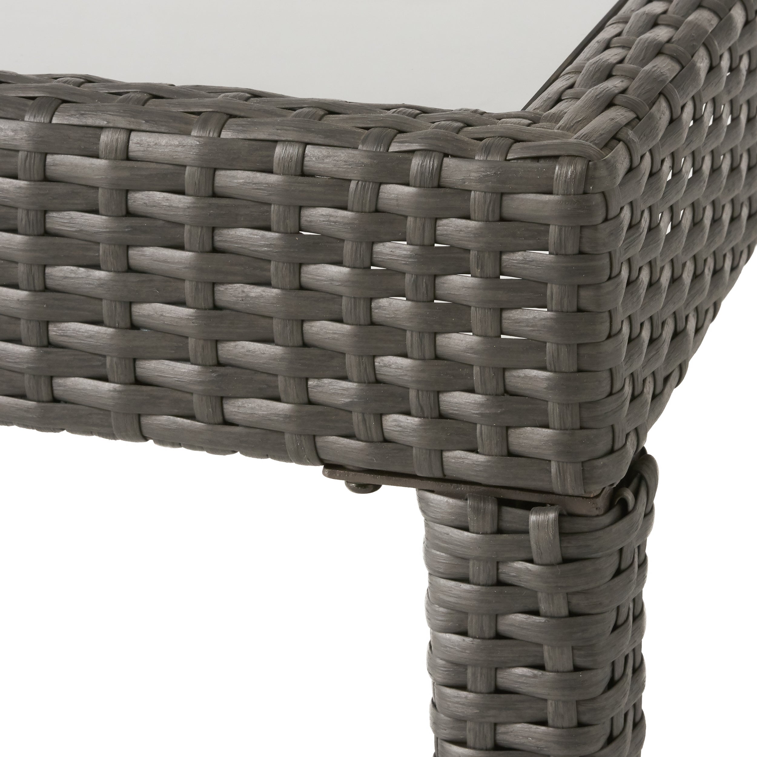 Contemporary ANTIBES Loveseat & Table Set Outdoor Grey PE Rattan Iron Waterproof Fabric