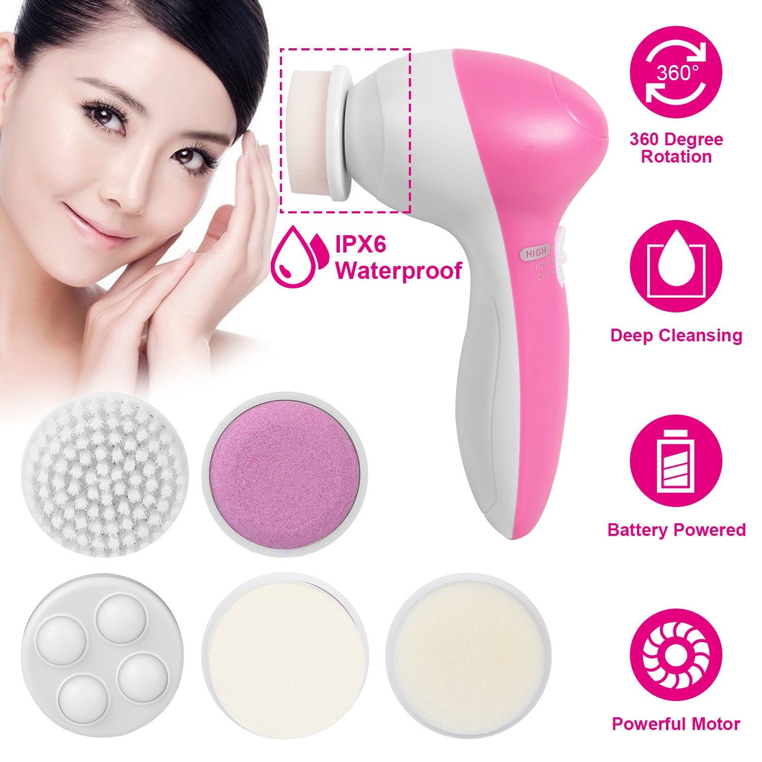 5-In-1 Facial Deep Cleansing Brush Set