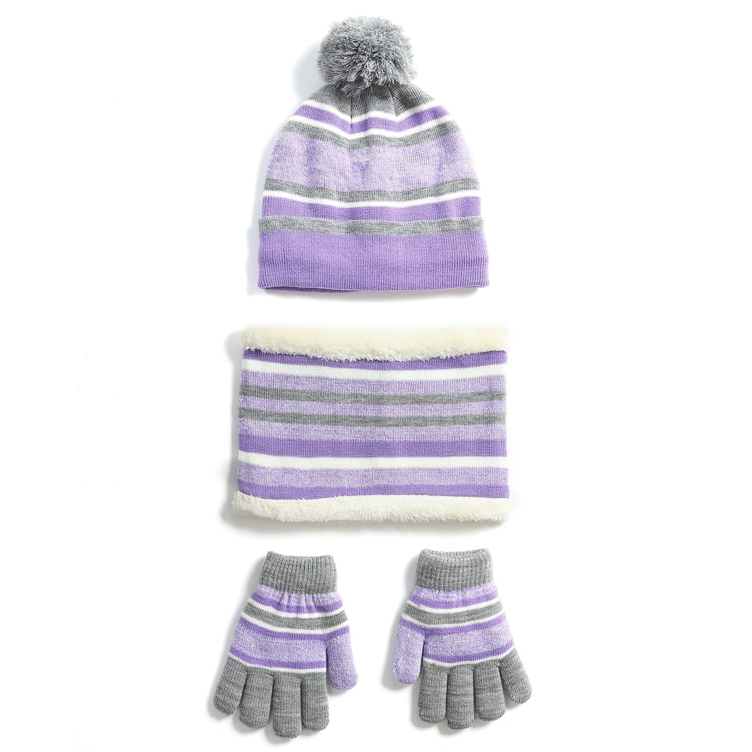 Kids Winter Warm Knitted Hat Scarf Gloves Set