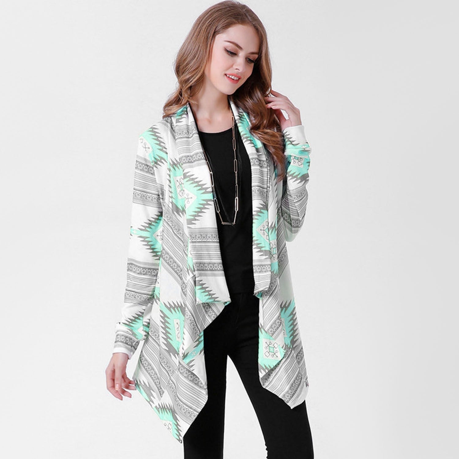 Women Open Front Cardigan Long Sleeve Shawl Neck Breathable Cardigan Well Collection w/ T-Shirt Tank Jeans Leggings