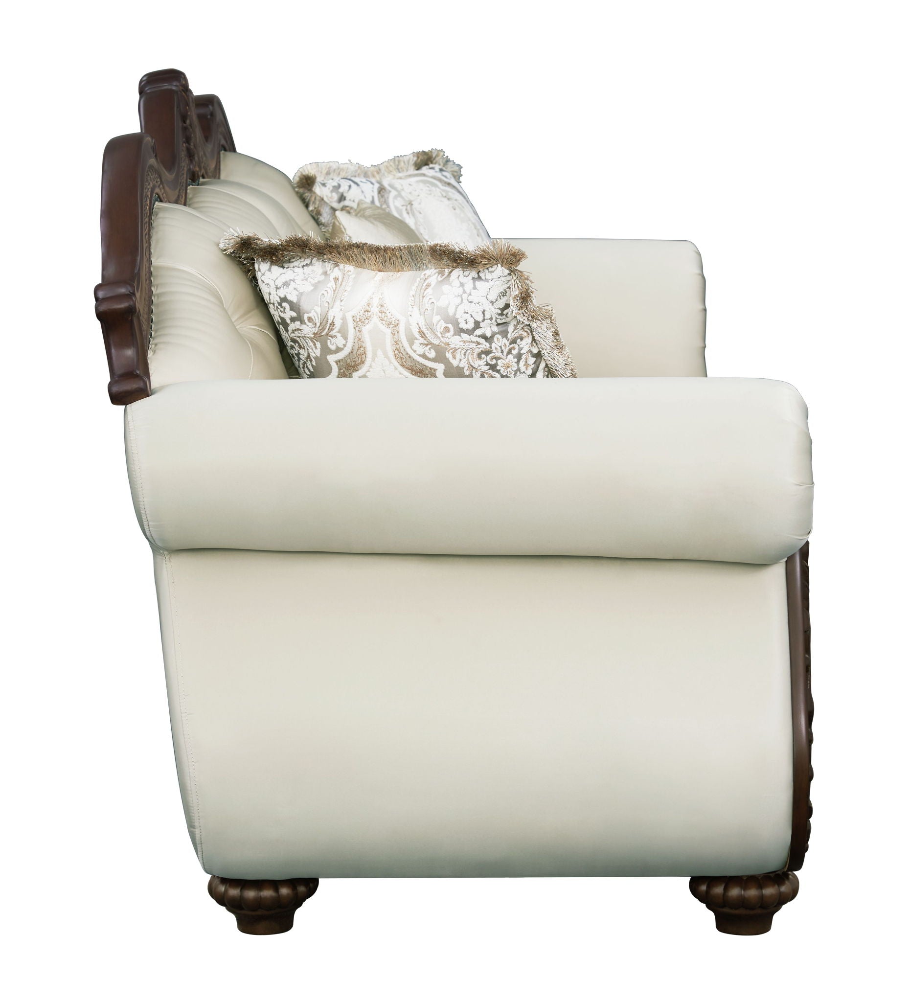 Pierce Sofa With 5 Pillows - Beige / Cherry
