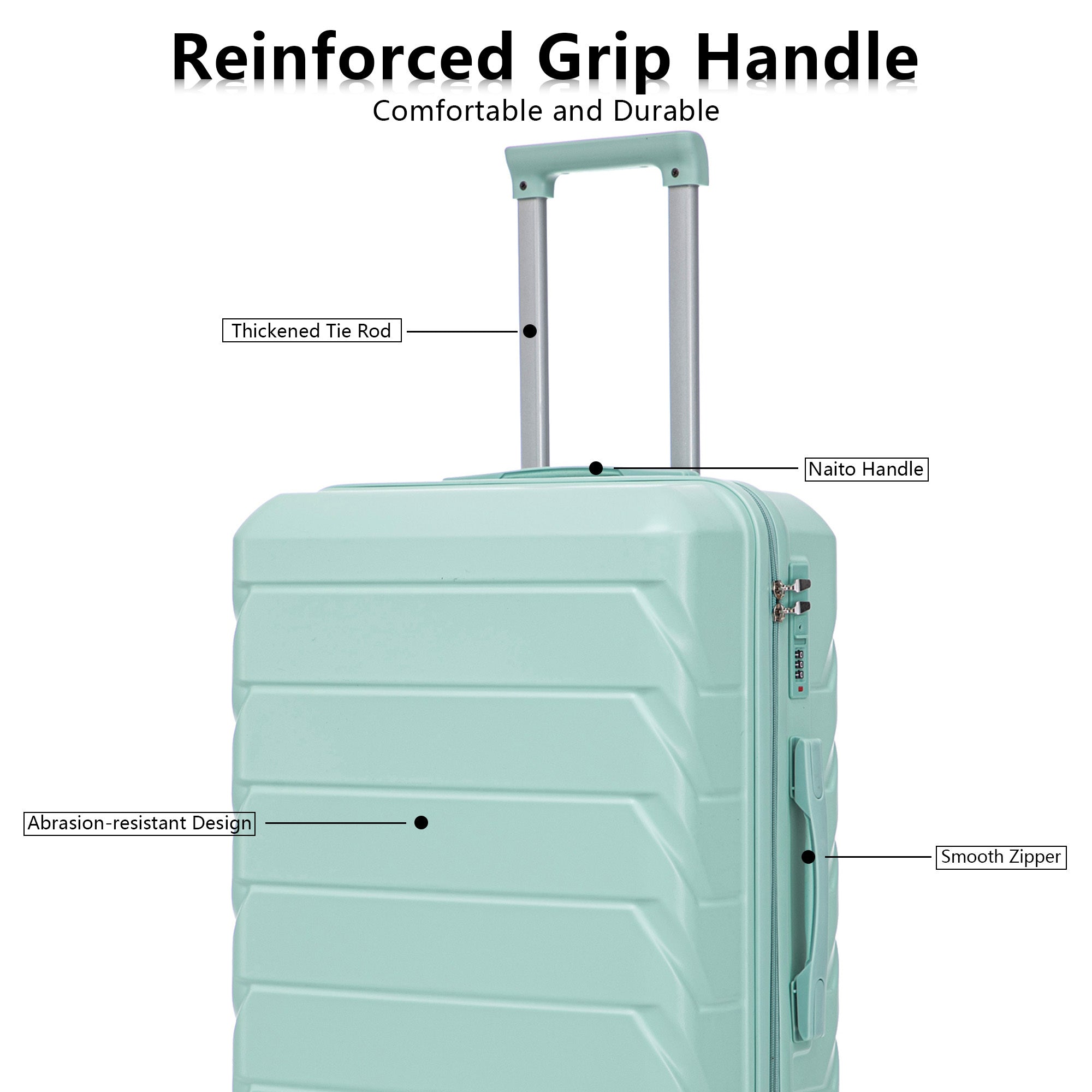 Set 3PCs 20'/24'/28' ABS Spinner Wheel Luggage - Mint Green