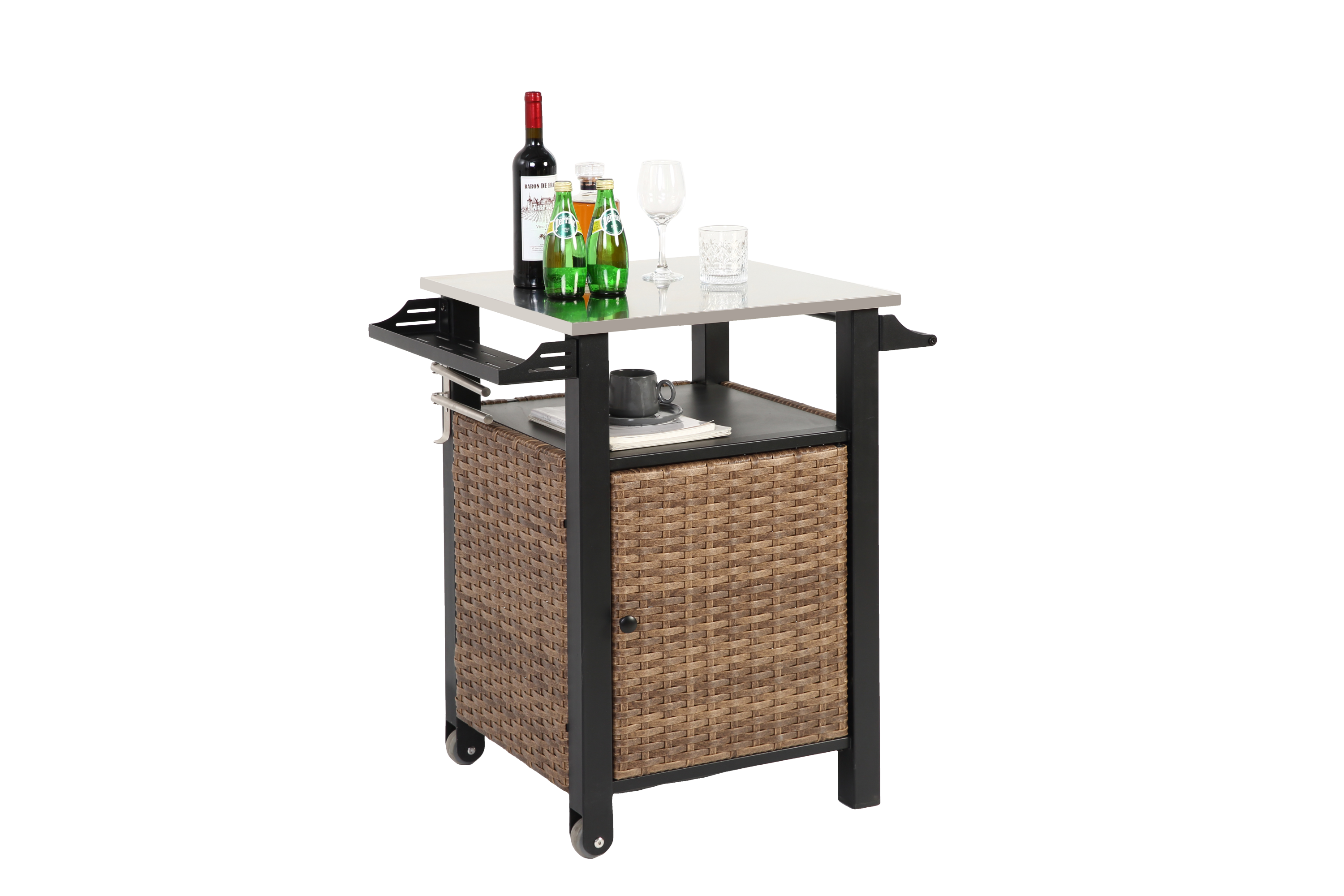 Single Door Outdoor Bar Cart with Stainless Steel Tabletop