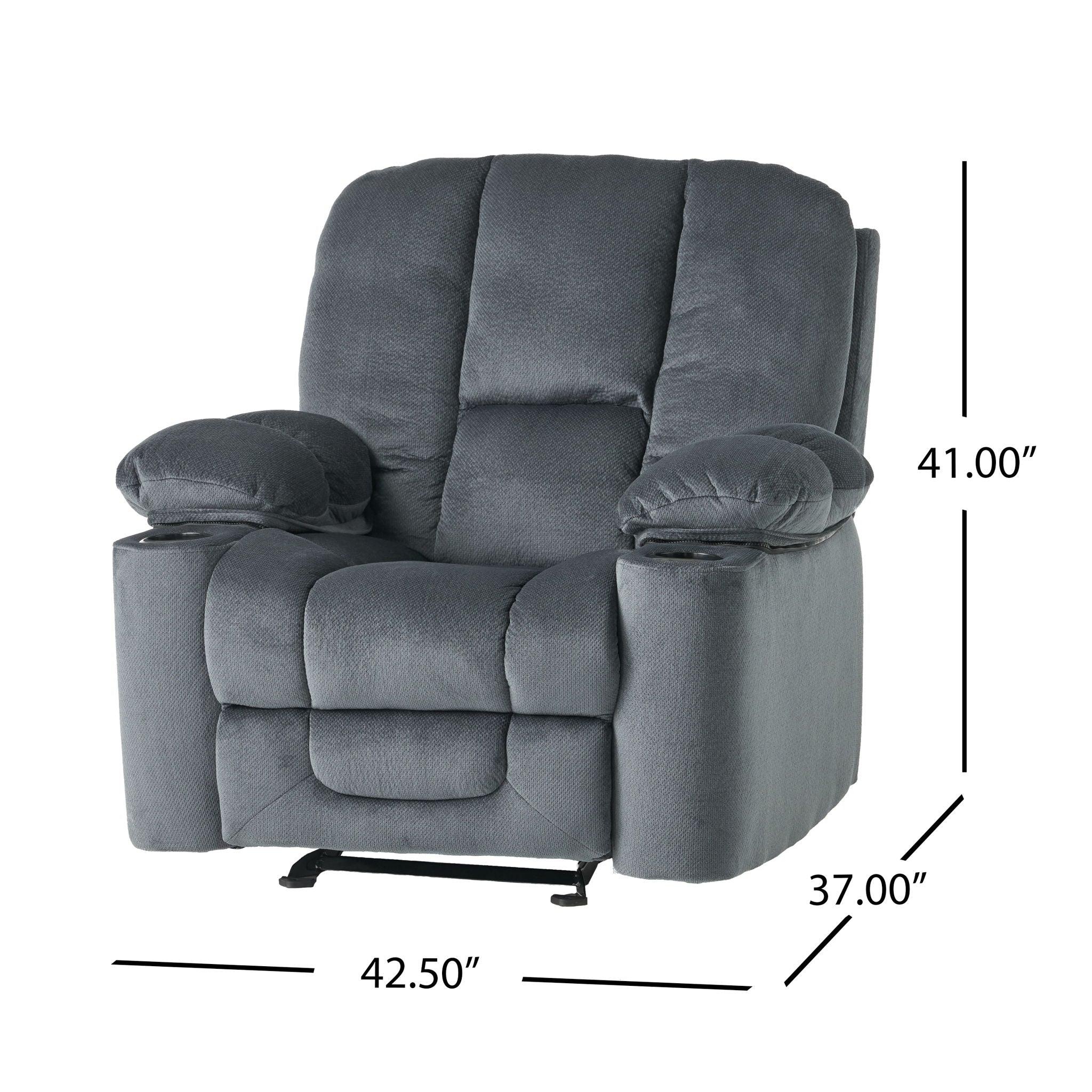 Luxurious Manual Recliner Chair with Skin-Friendly Fabric and Dual Cup Holders
