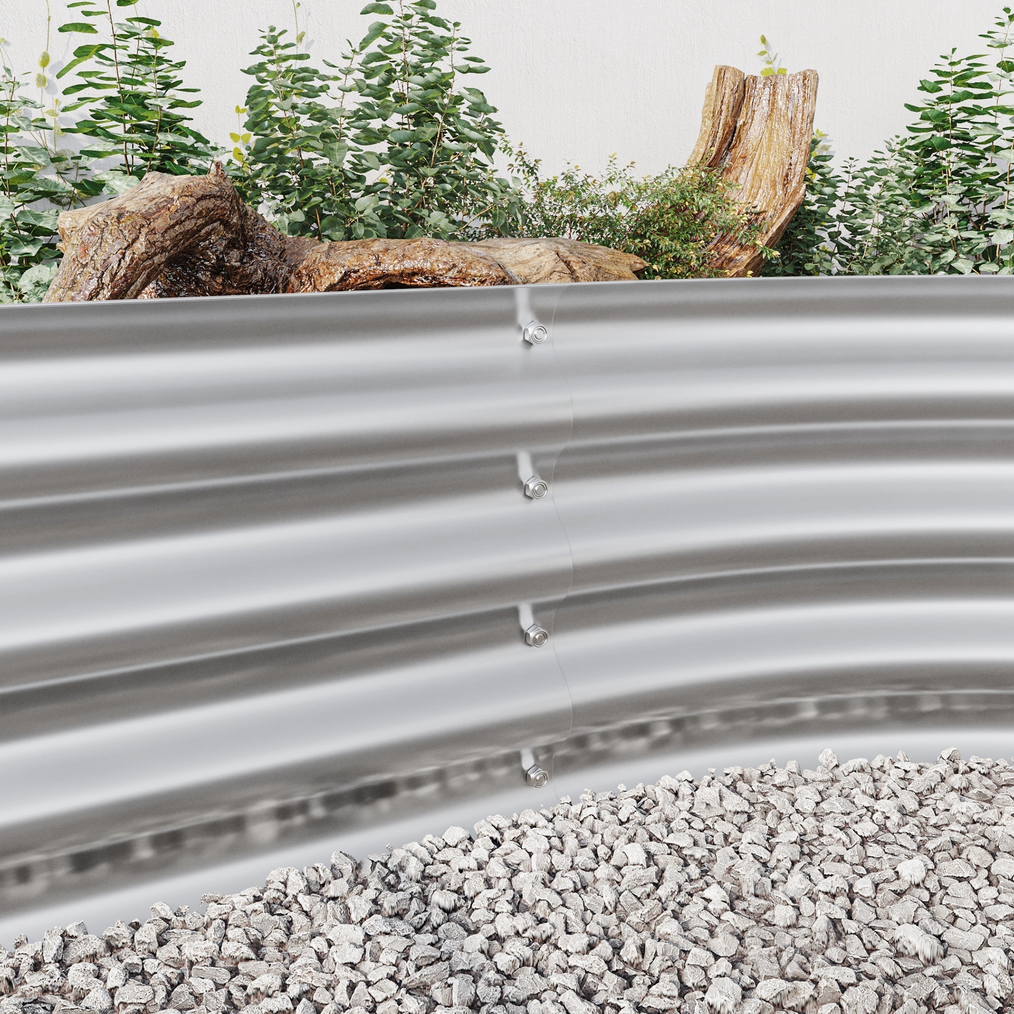 Raised Garden Bed Outdoor Oval Large Metal Planter Bed - Silver