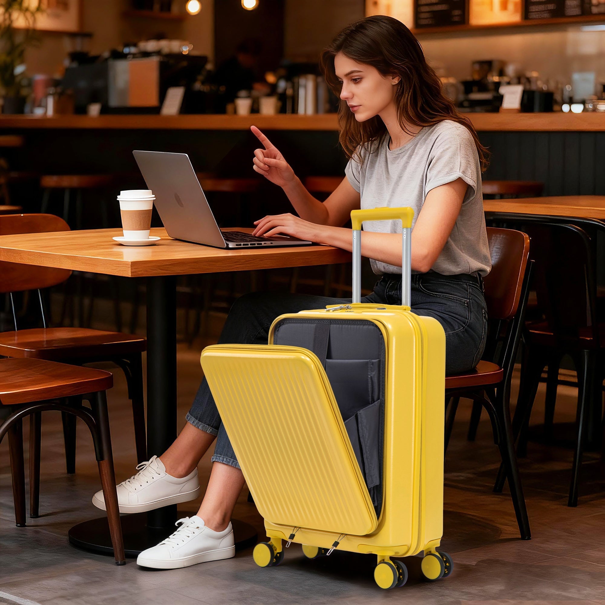 14'/20' 2-Piece ABS Spinner Wheel Luggage Set with Combination Lock