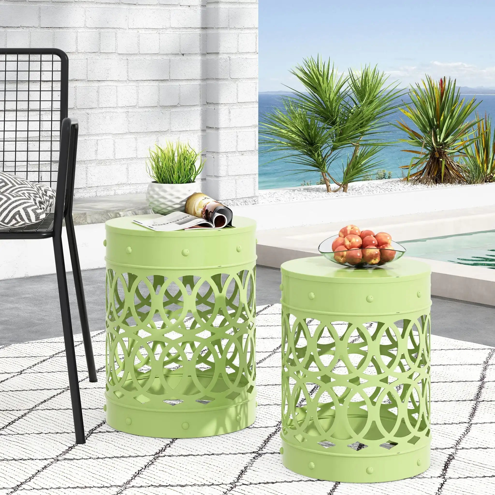 Outdoor Metal Set of 2 End Tables