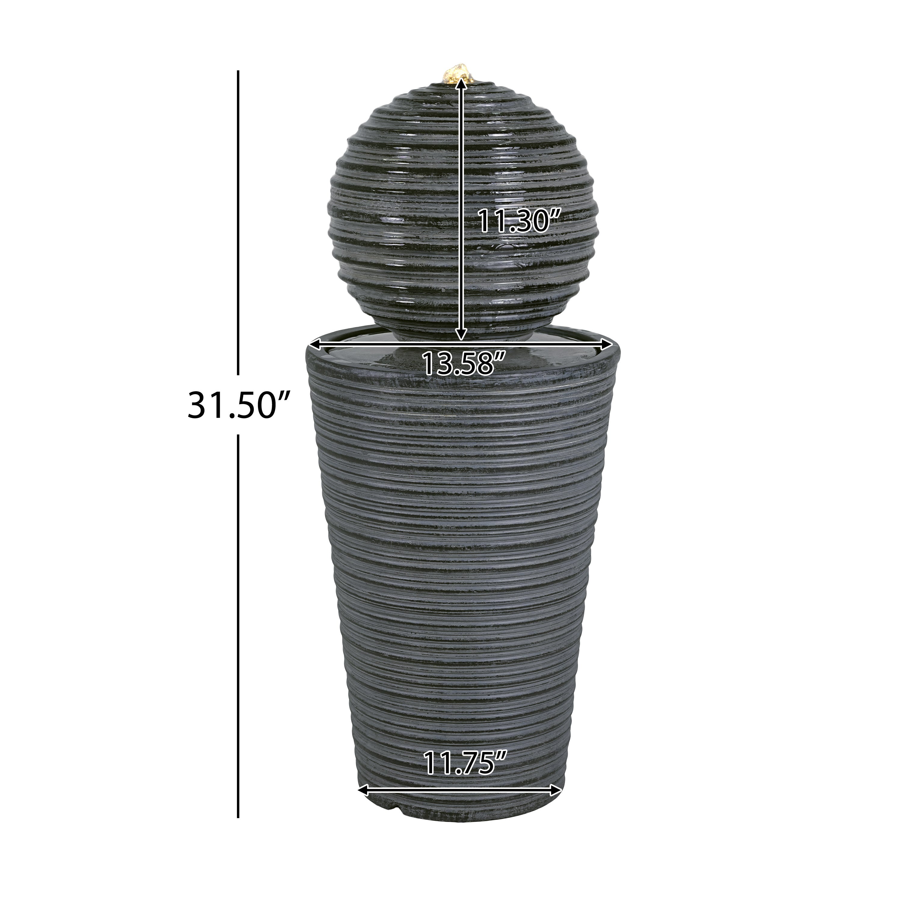31.5' Tall Striped Concrete Column Fountain with LED Light