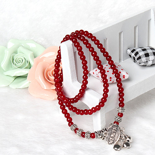 Red Agate Beaded Bracelet