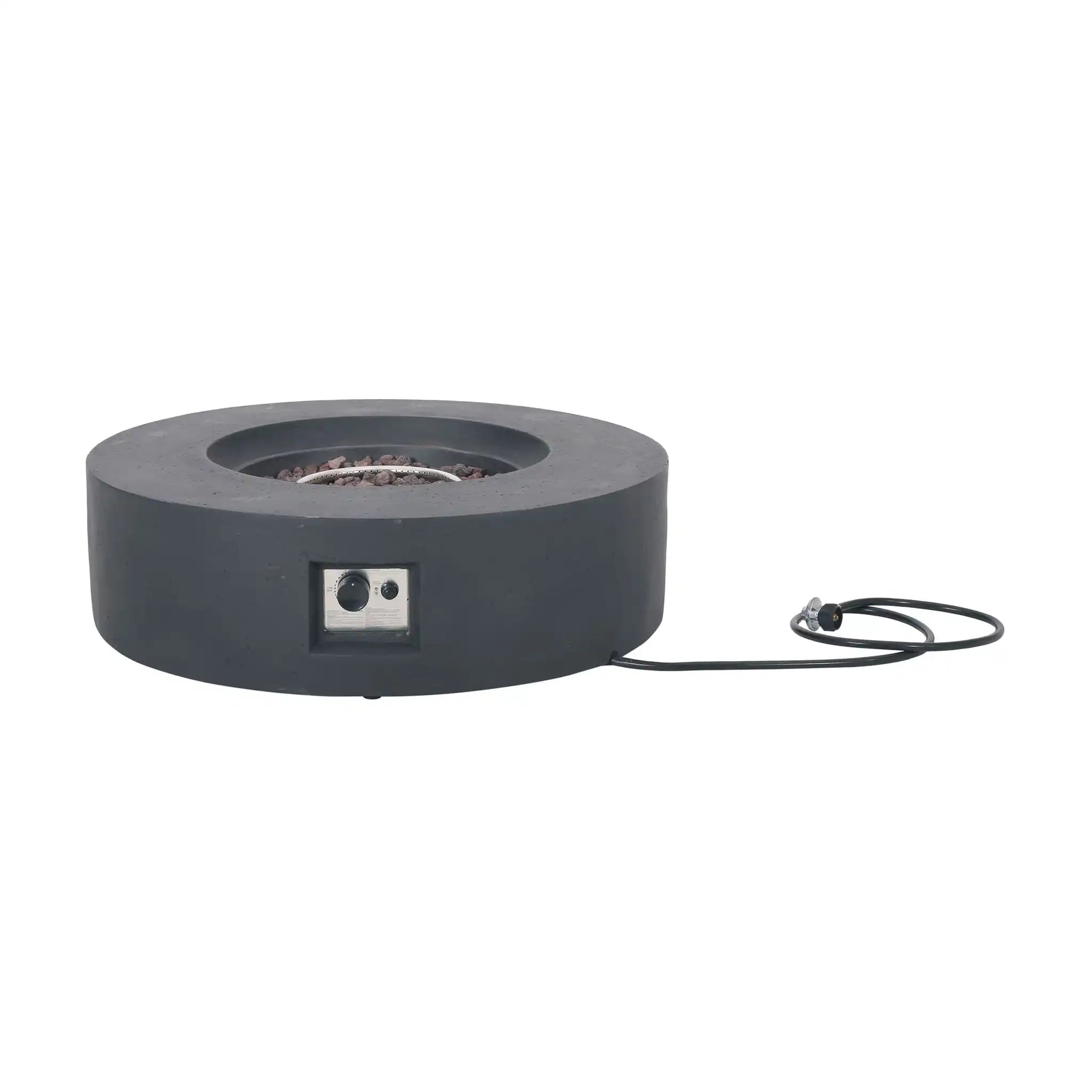 Modern Lightweight Concrete Outdoor Circular Fire Pit 50,000 BTU