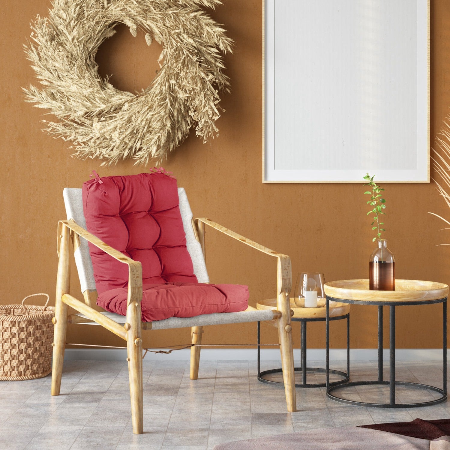 2Pcs Rocking Chair Cushion Upper And Lower Back And Seat Sets with Non-Slip Ties Polyester Fiber Filling Comfortable for Indoor Home Office Car