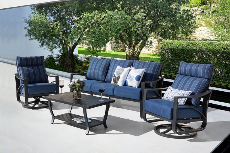 Jarvis 2-Piece Aluminum Sofa Set with Coffee Table