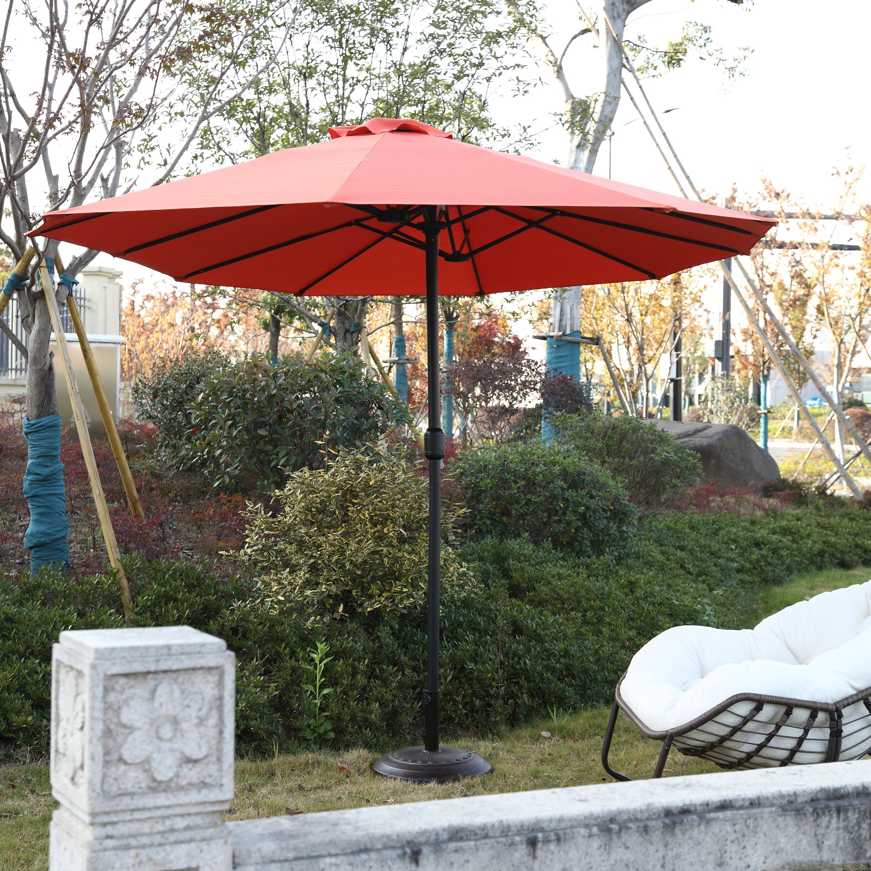 14.8 Ft Double Sided Outdoor Umbrella Rectangular Large with Crank (Orange)