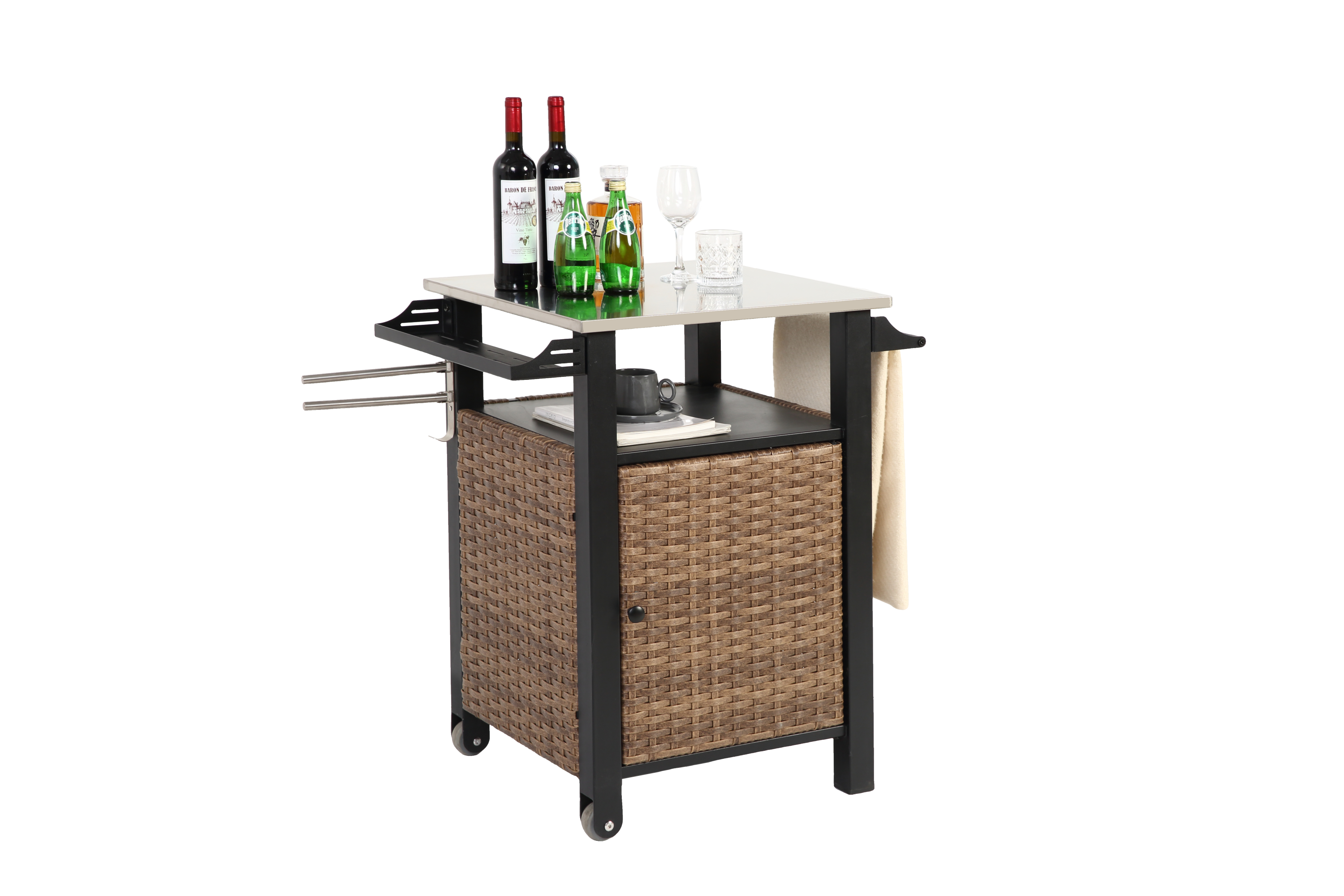 Single Door Outdoor Bar Cart with Stainless Steel Tabletop