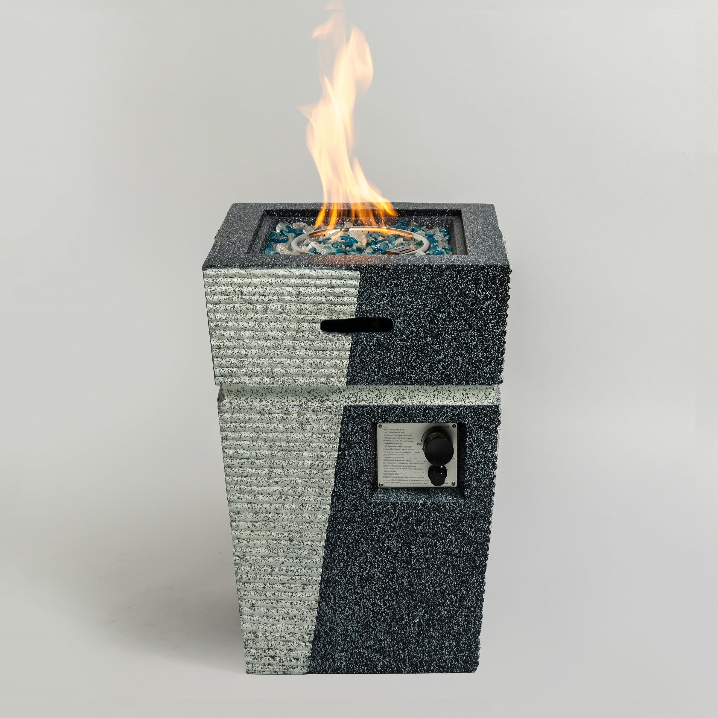 20' Propane Gas Fire Pit Table, 50000 BTU Square Concrete Fire Pit