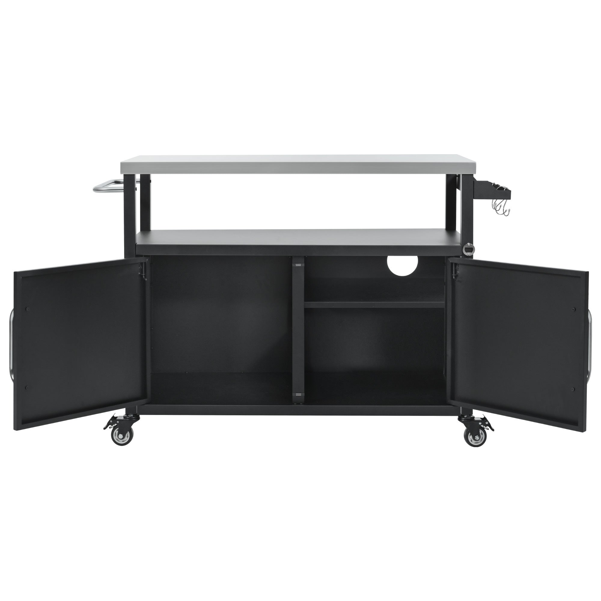 K&K 54.5 Inch Outdoor Kitchen Island with Stainless Steel Tabletop