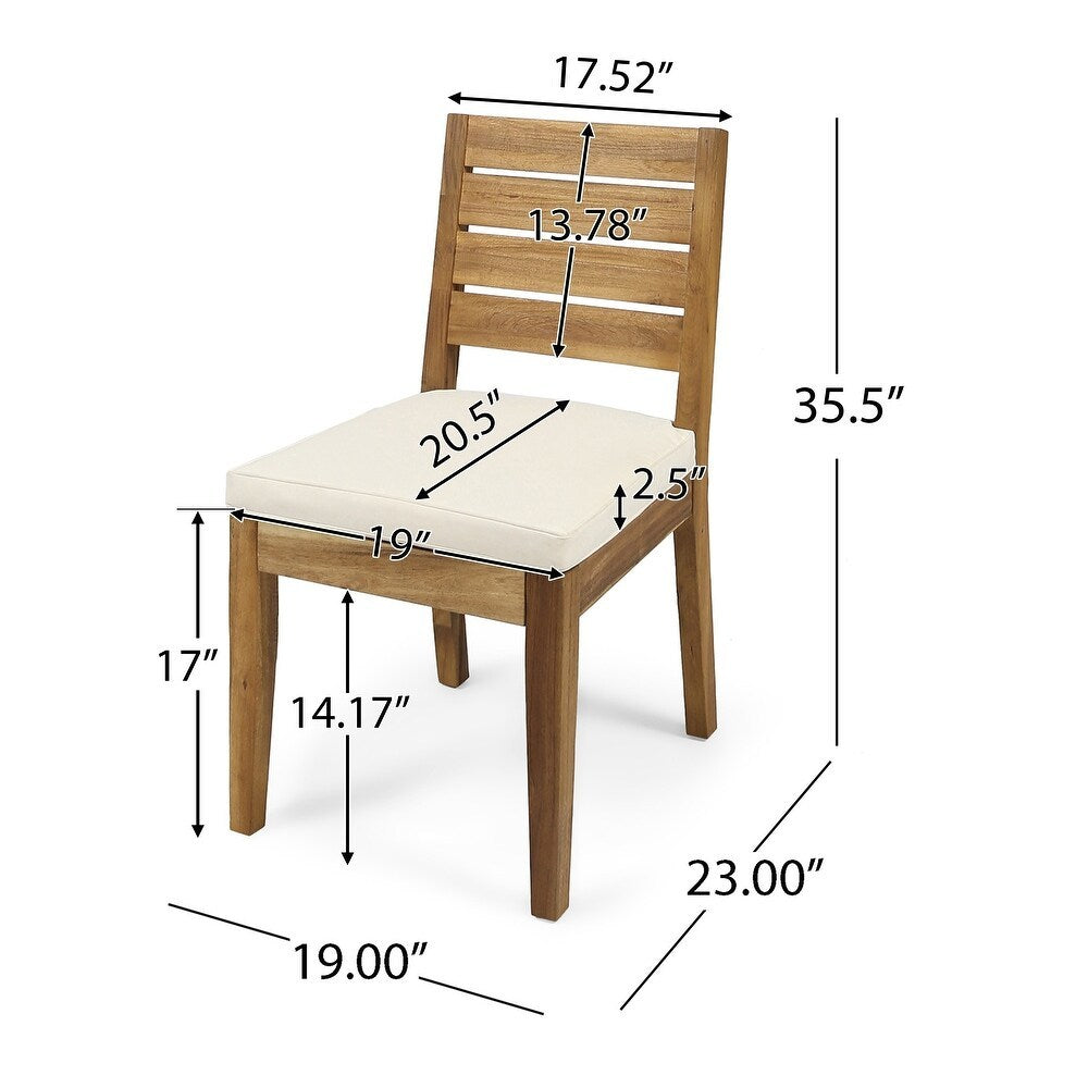 Outdoor Acacia Wood 7-Piece Dining Set with Cushions