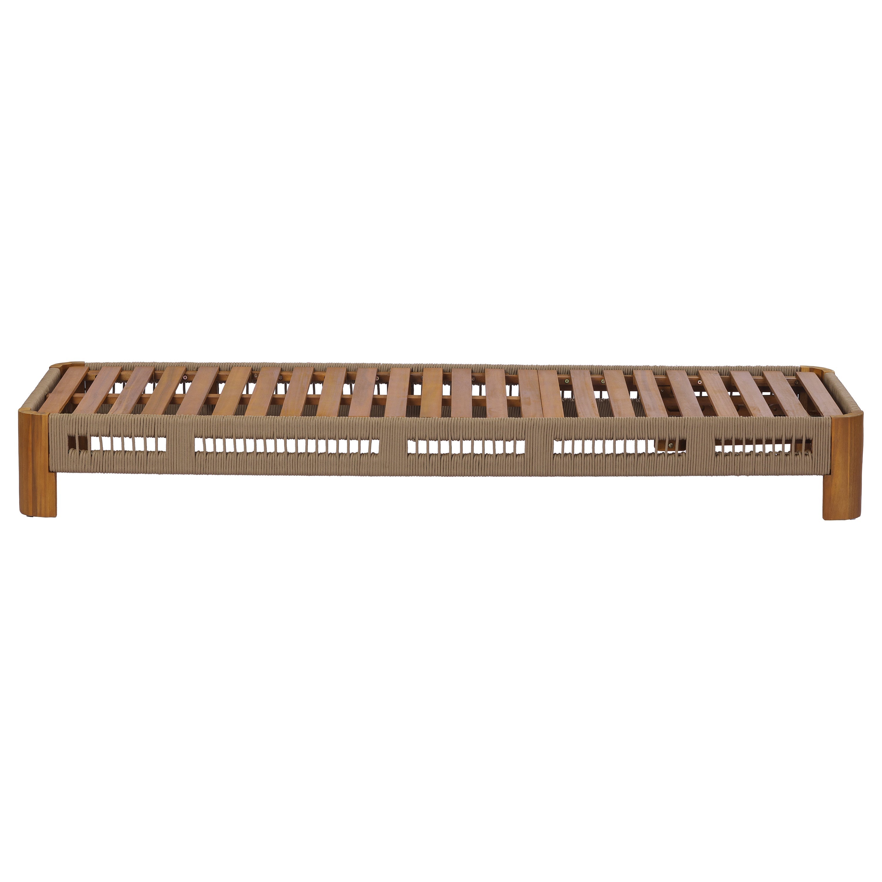 Acacia Wood Outdoor Chaise Lounge with Adjustable Backrest