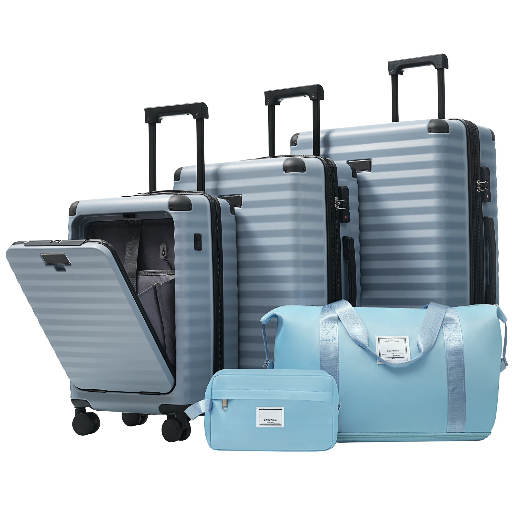 Deluxe 5-Piece Hard-Side Luggage Set with USB and TSA Security