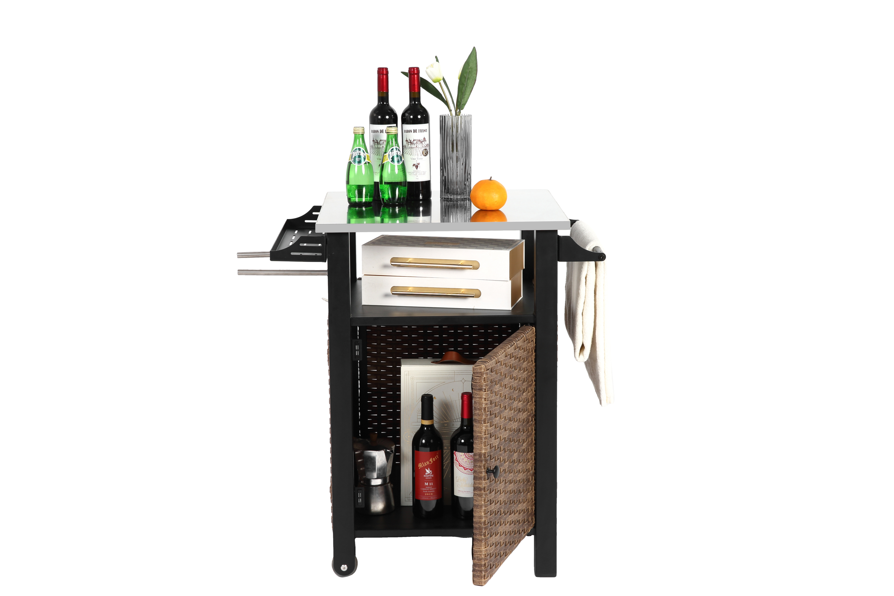 Single Door Outdoor Bar Cart with Stainless Steel Tabletop