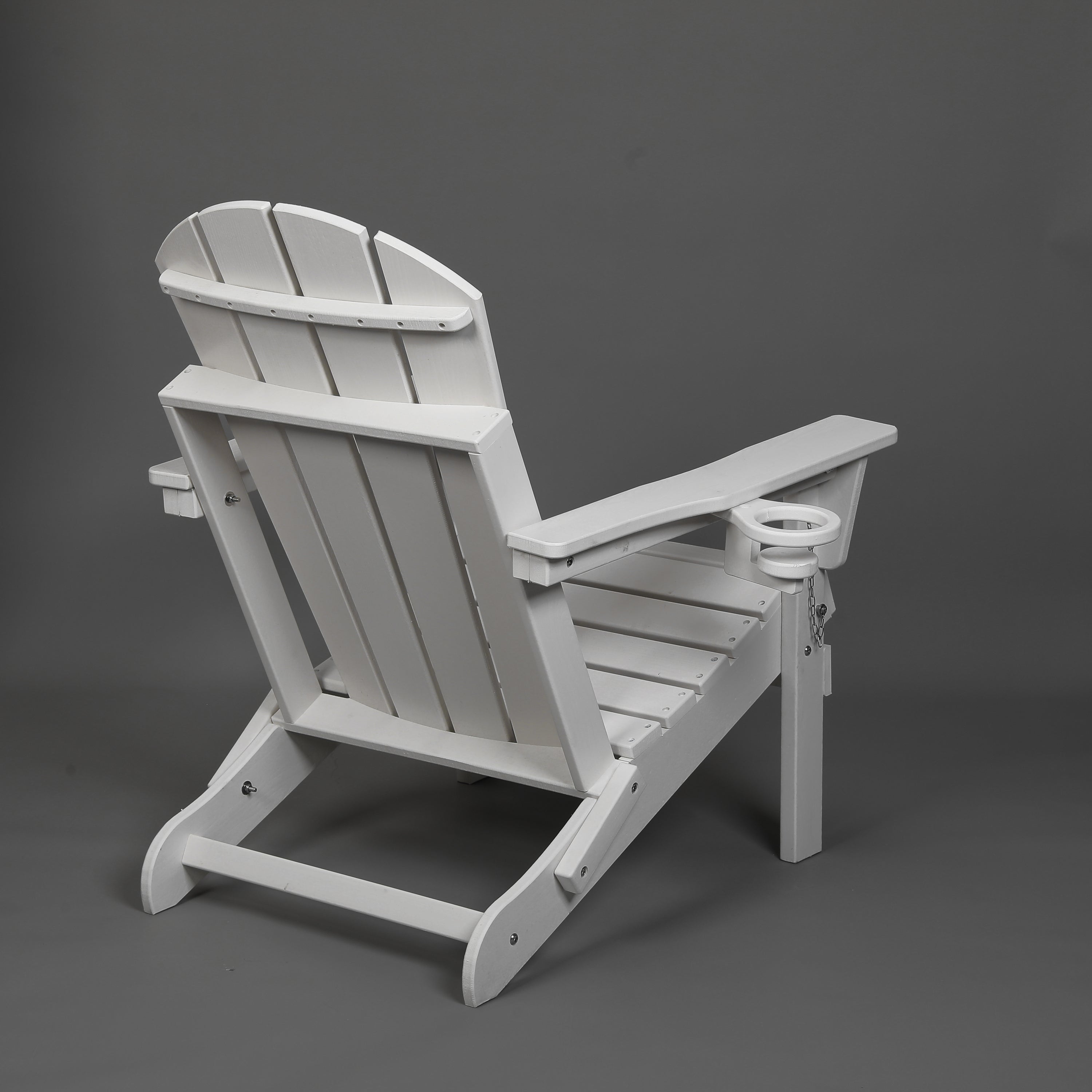 Folding Adirondack Chair with Dual Cup Holder - White