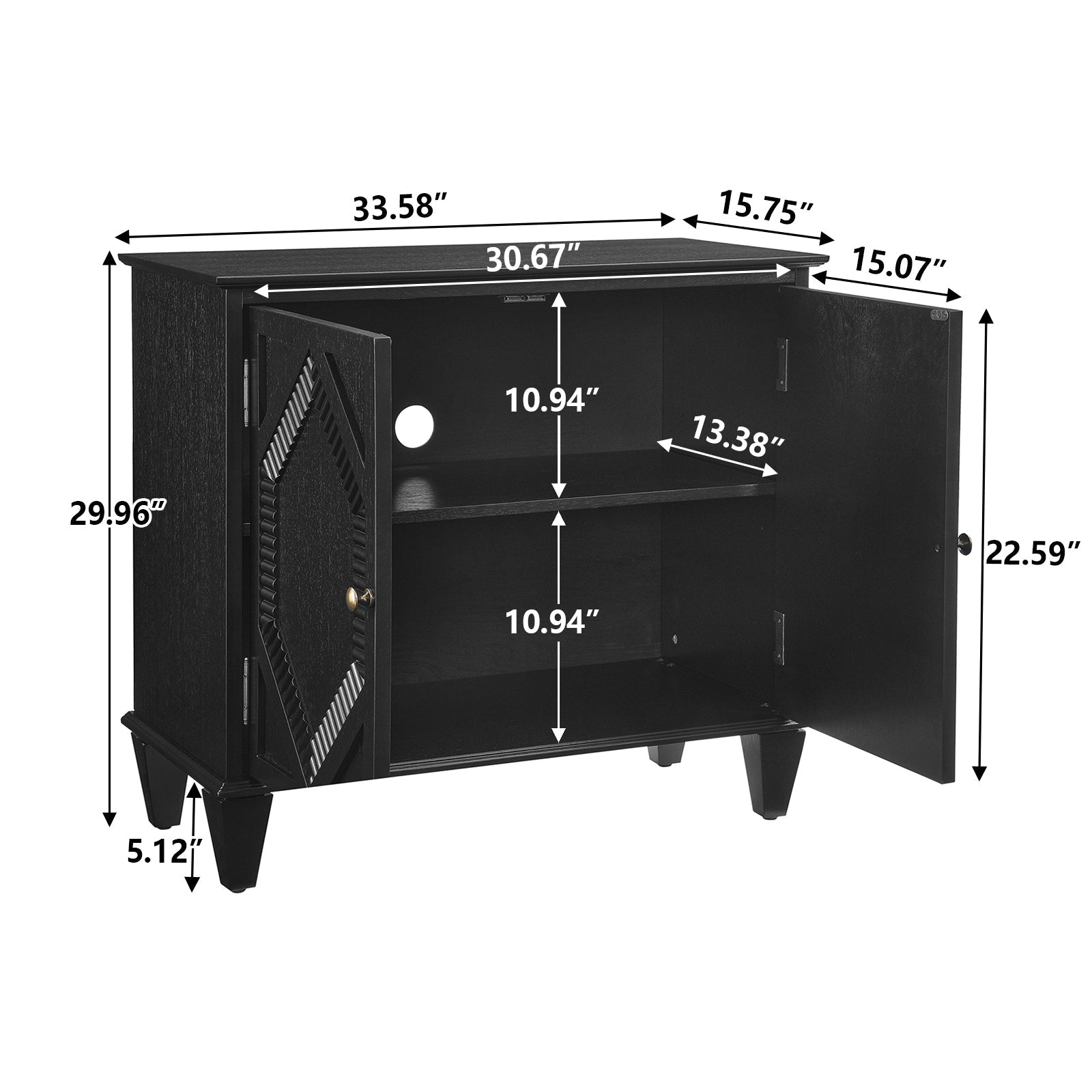 33.6' Retro Wooden Sideboard Buffet Cabinet with Storage