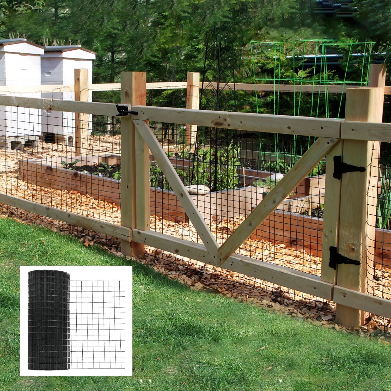 Vinyl Coated Hardware Cloth, Welded Wire Fence for Poultry & Home Improvement - Black