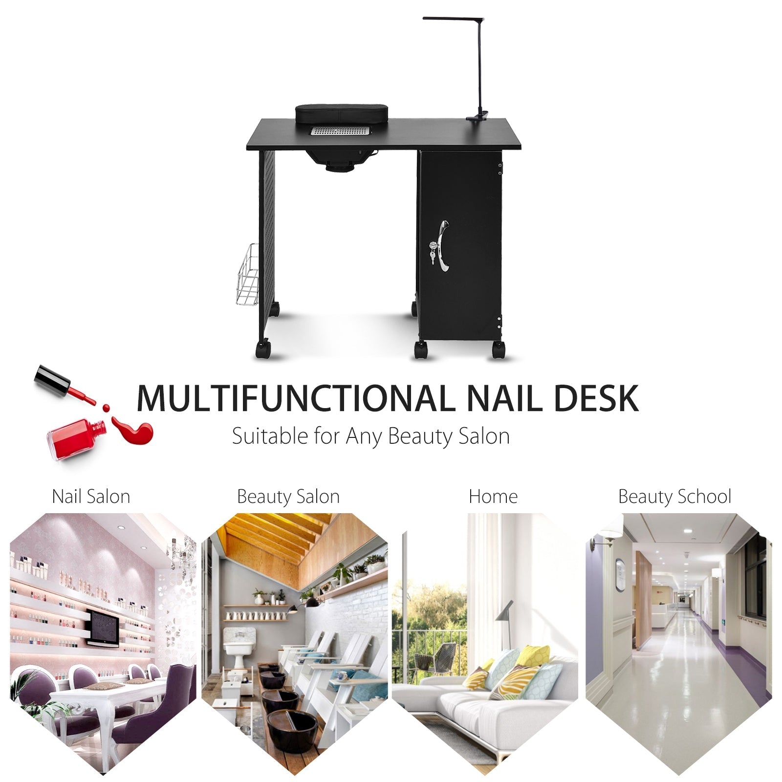 Deluxe Salon Steel Frame Manicure Table