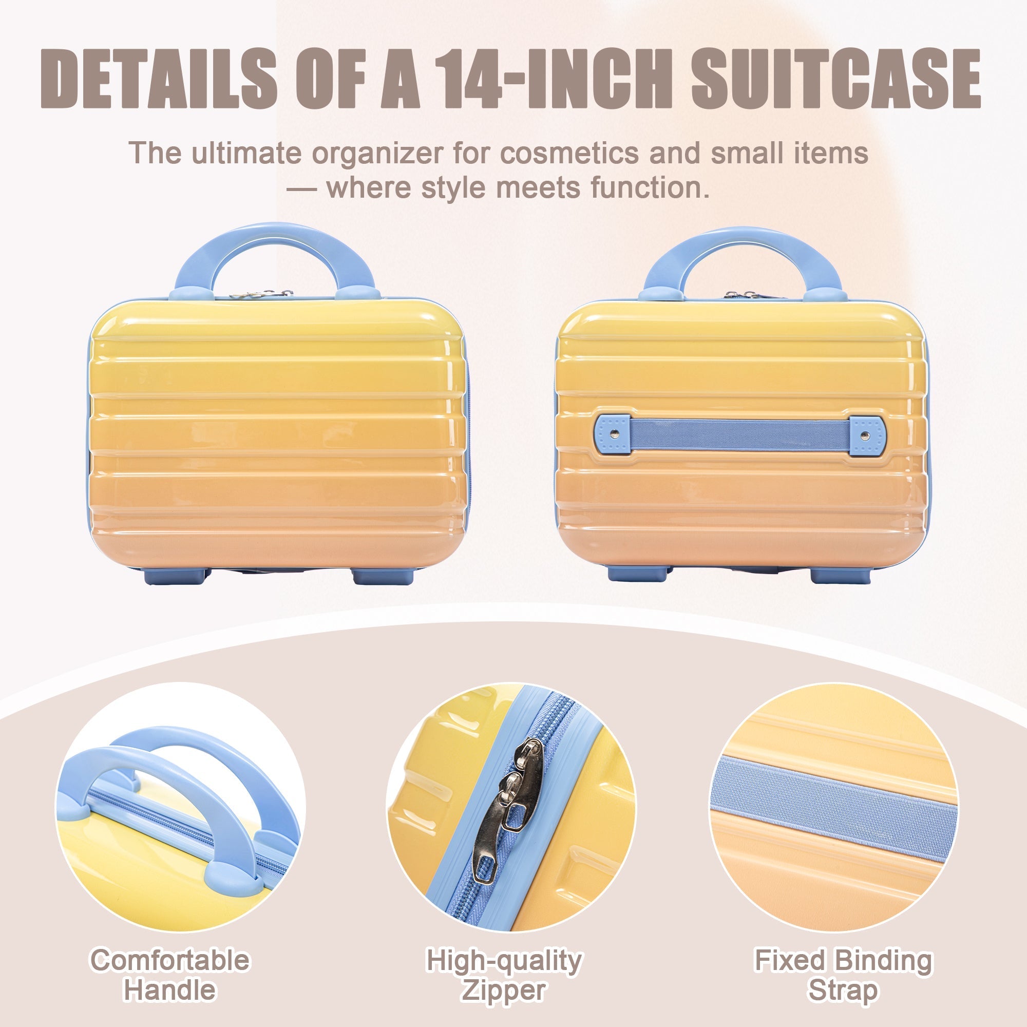 14'/20' 2-Piece PC Spinner Wheel Luggage Set in Gradient Blue Yellow