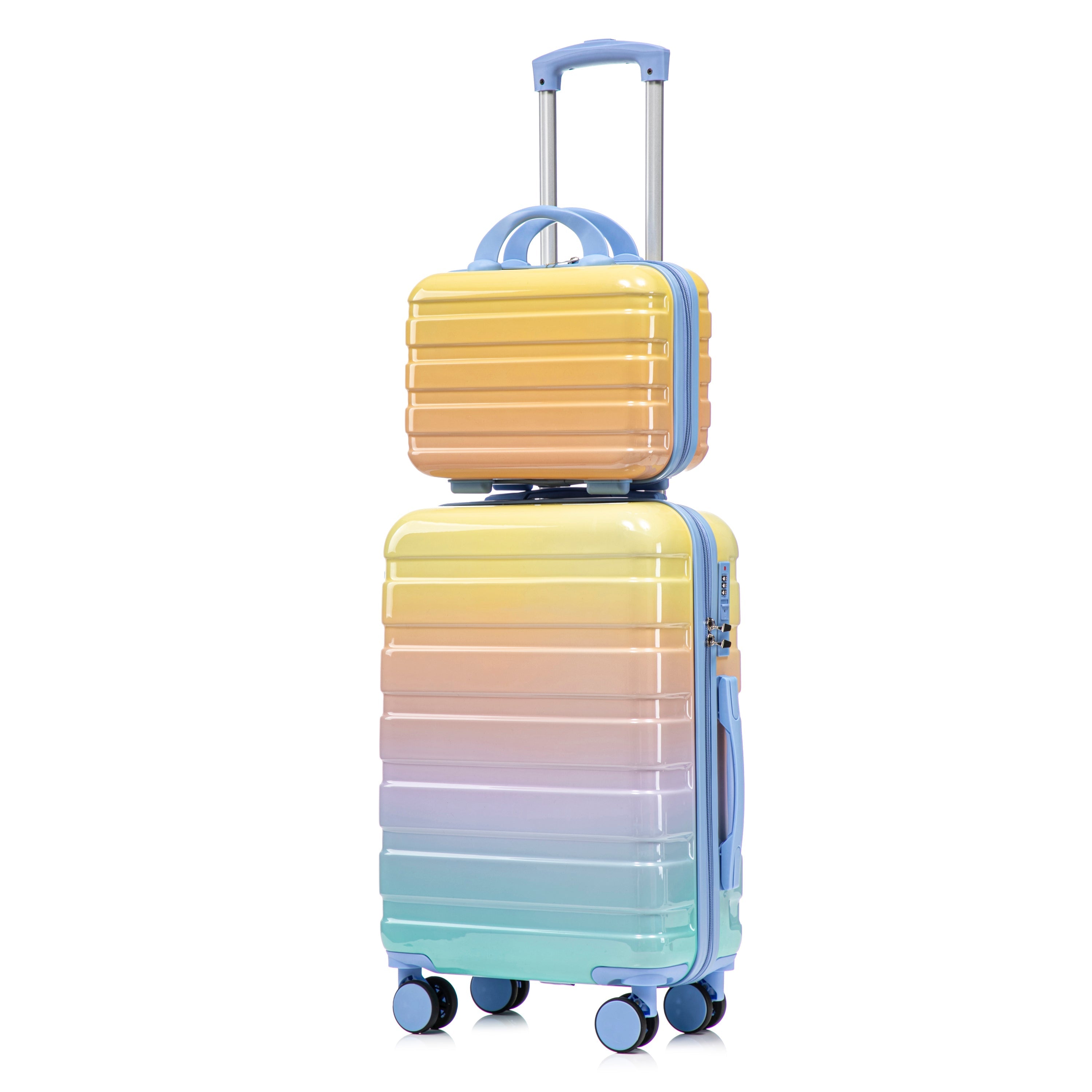 14'/20' 2-Piece PC Spinner Wheel Luggage Set in Gradient Blue Yellow