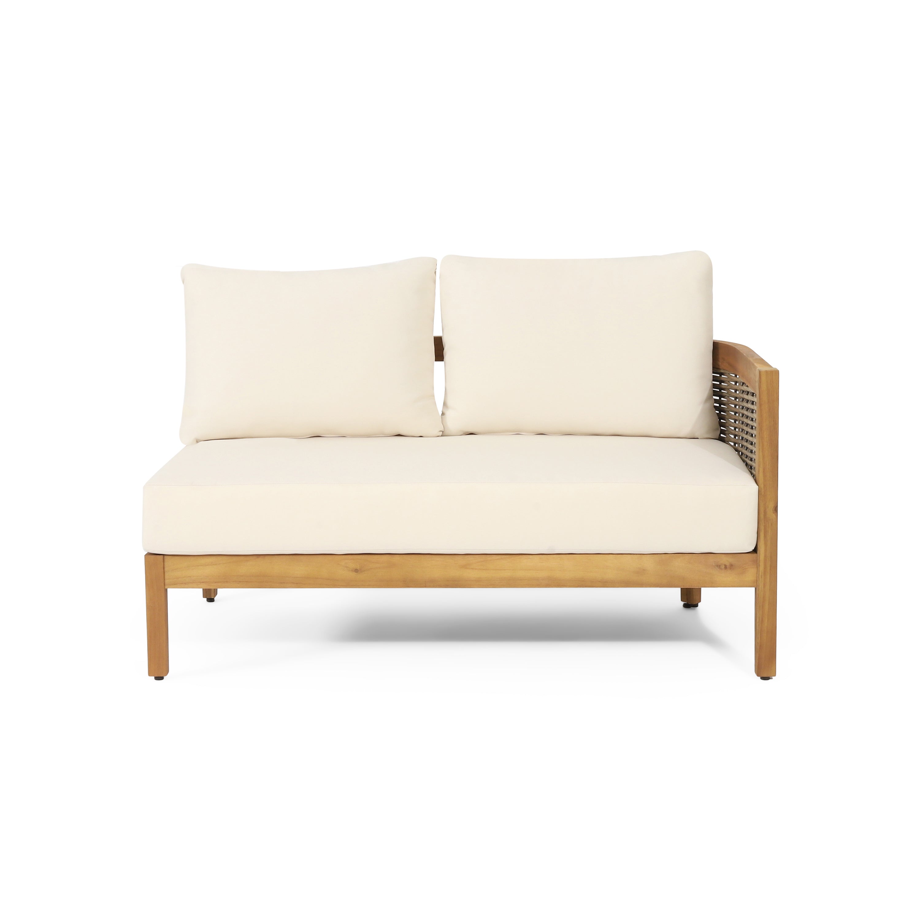 Crowne 4-Pcs Sofa Conversation Set with Beige Cushion, Teak