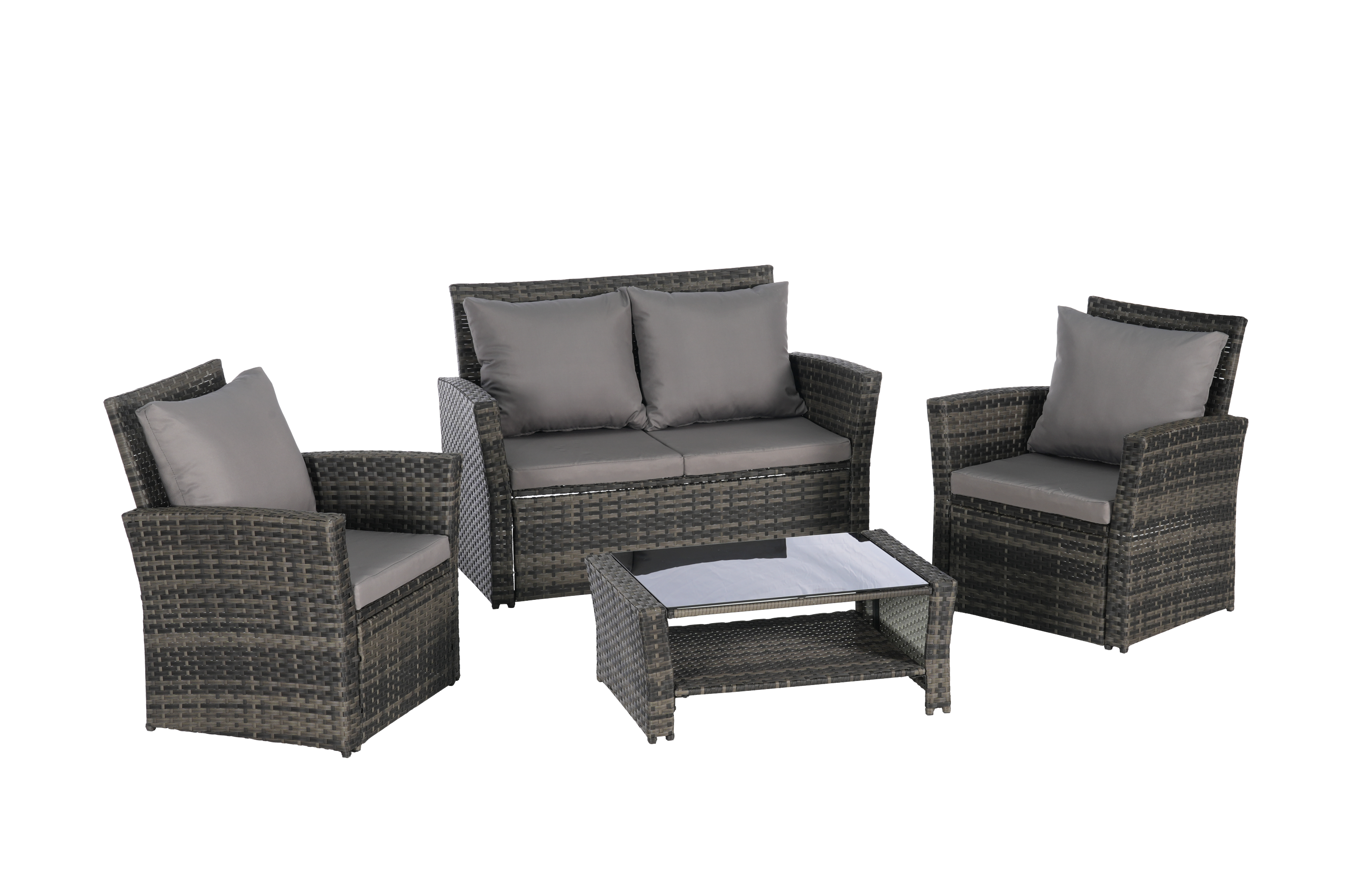 4 Pieces Outdoor Patio Furniture Sets Garden Rattan Chair Wicker Set