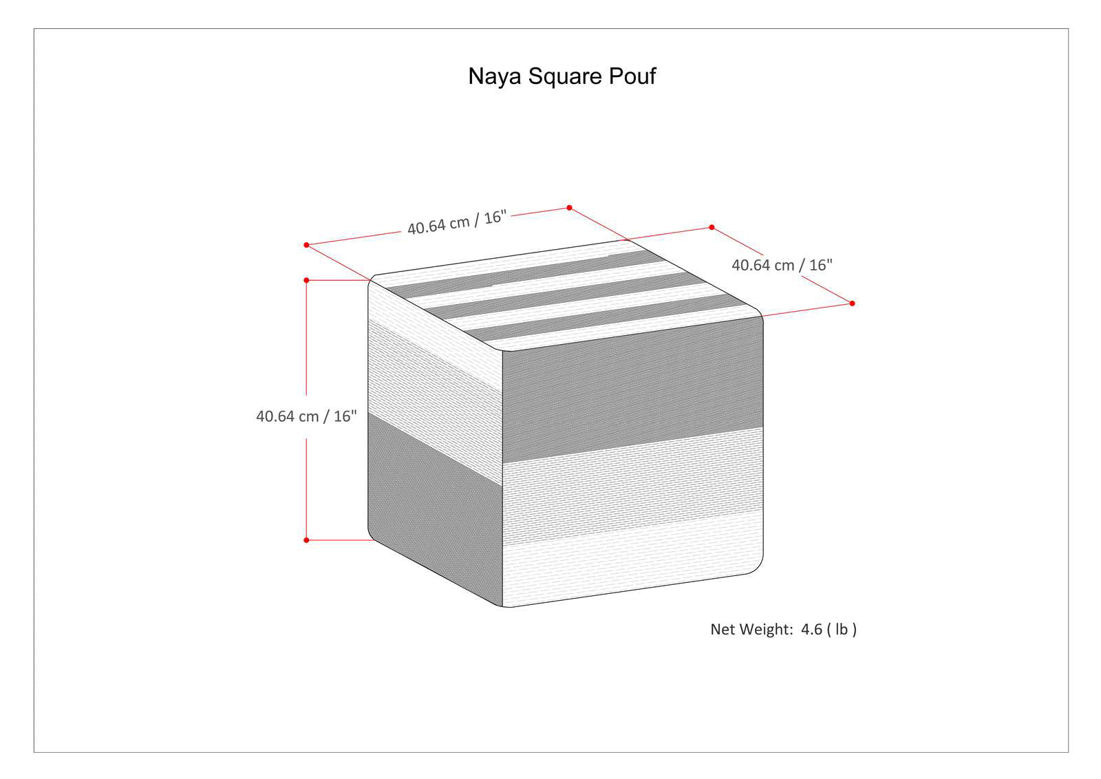 Naya Cube Pouf Patterned Grey Melange