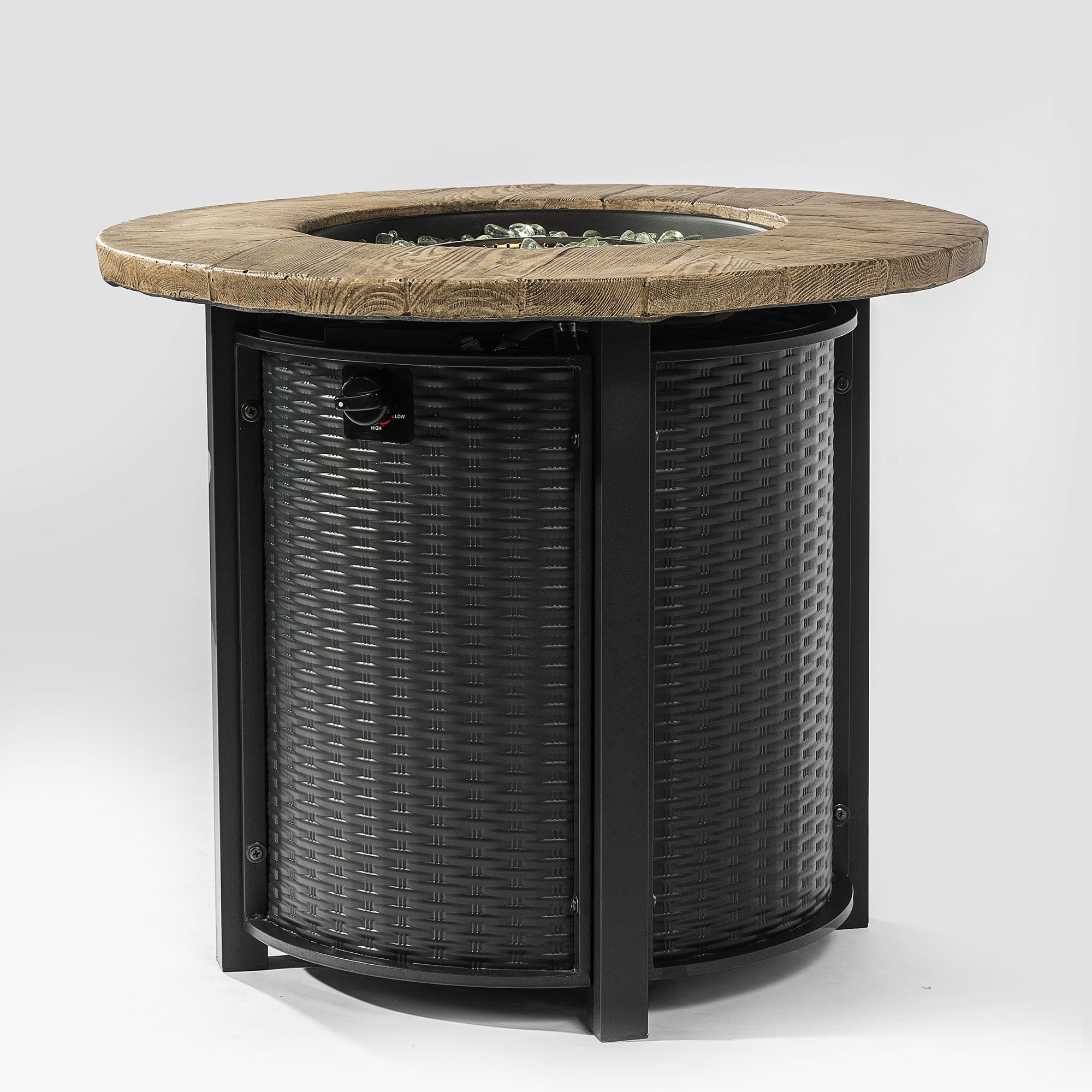 30' Propane Gas Fire Pit Table with Imitation Wood Grain Finish