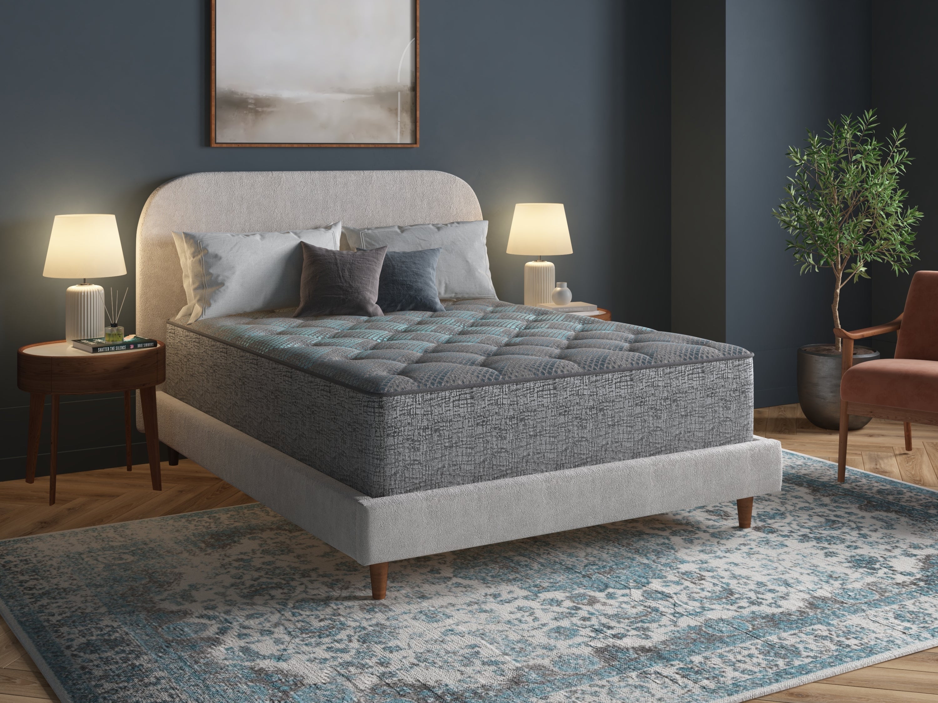 Restonic comfort care 13' hybrid mattress, individual pocketed coil mattress , plush comfort