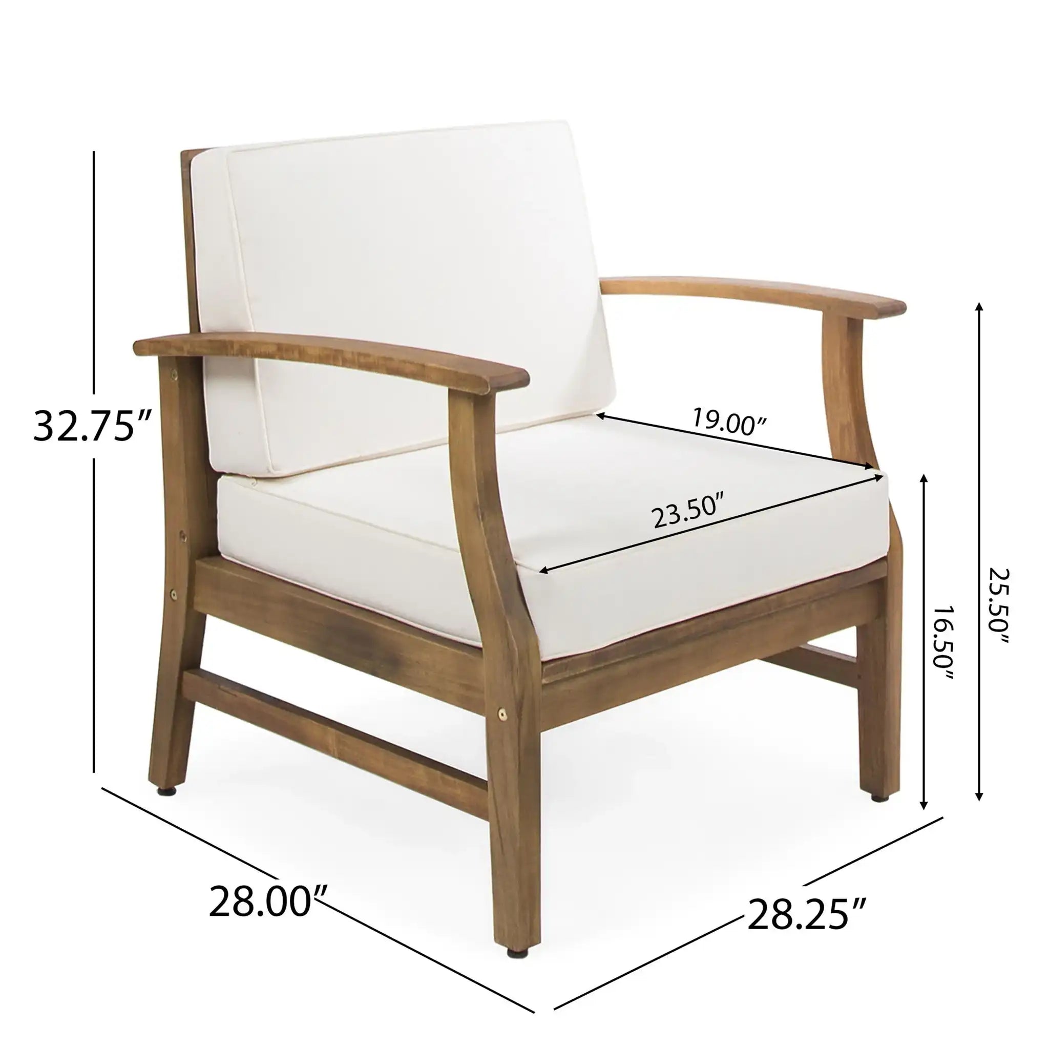 Perla Contemporary Club Chair with Water-Resistant Cushion