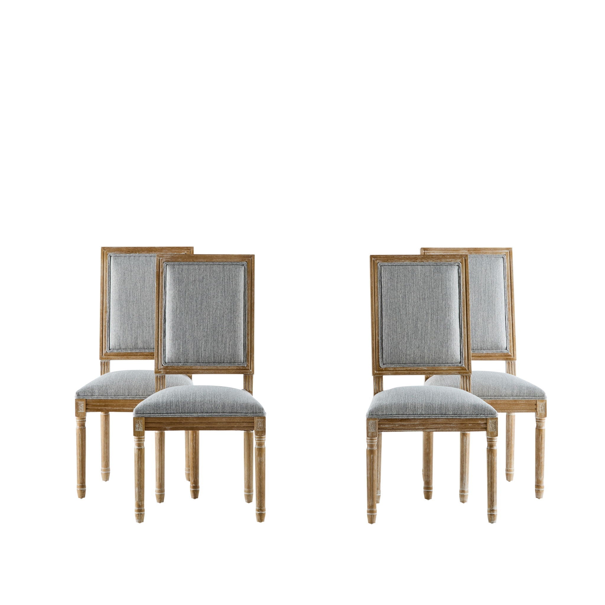 French Country Style Dining Chair with Upholstered Seating and Fluted Legs