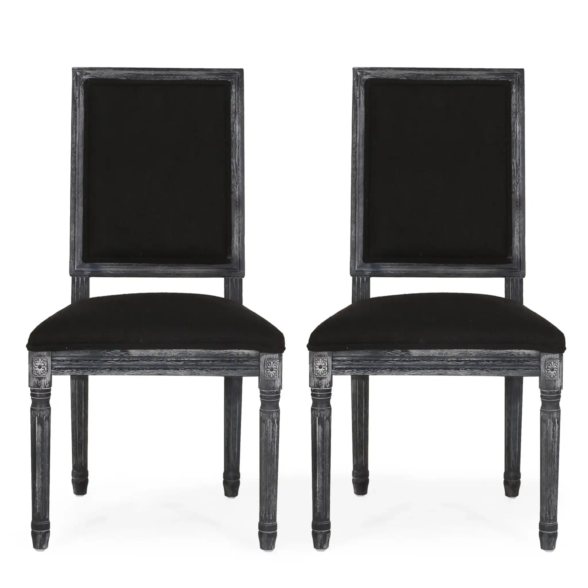 French Country Style Dining Chair with Upholstered Seating and Fluted Legs