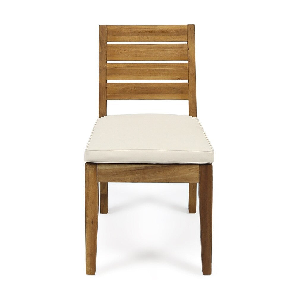 Outdoor 6-Seater Acacia Wood Expandable Dining Set with Cushions
