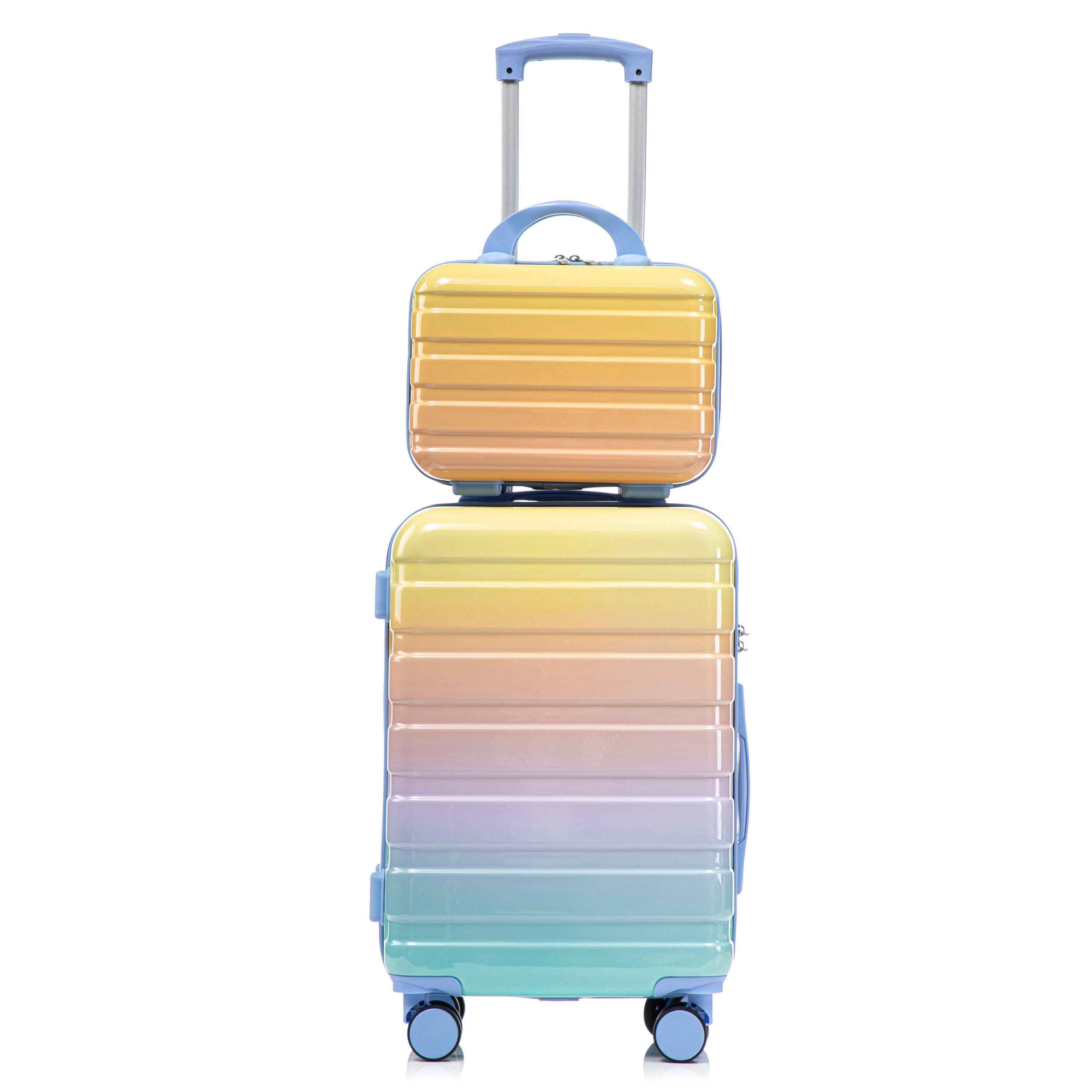14'/20' 2-Piece PC Spinner Wheel Luggage Set in Gradient Blue Yellow
