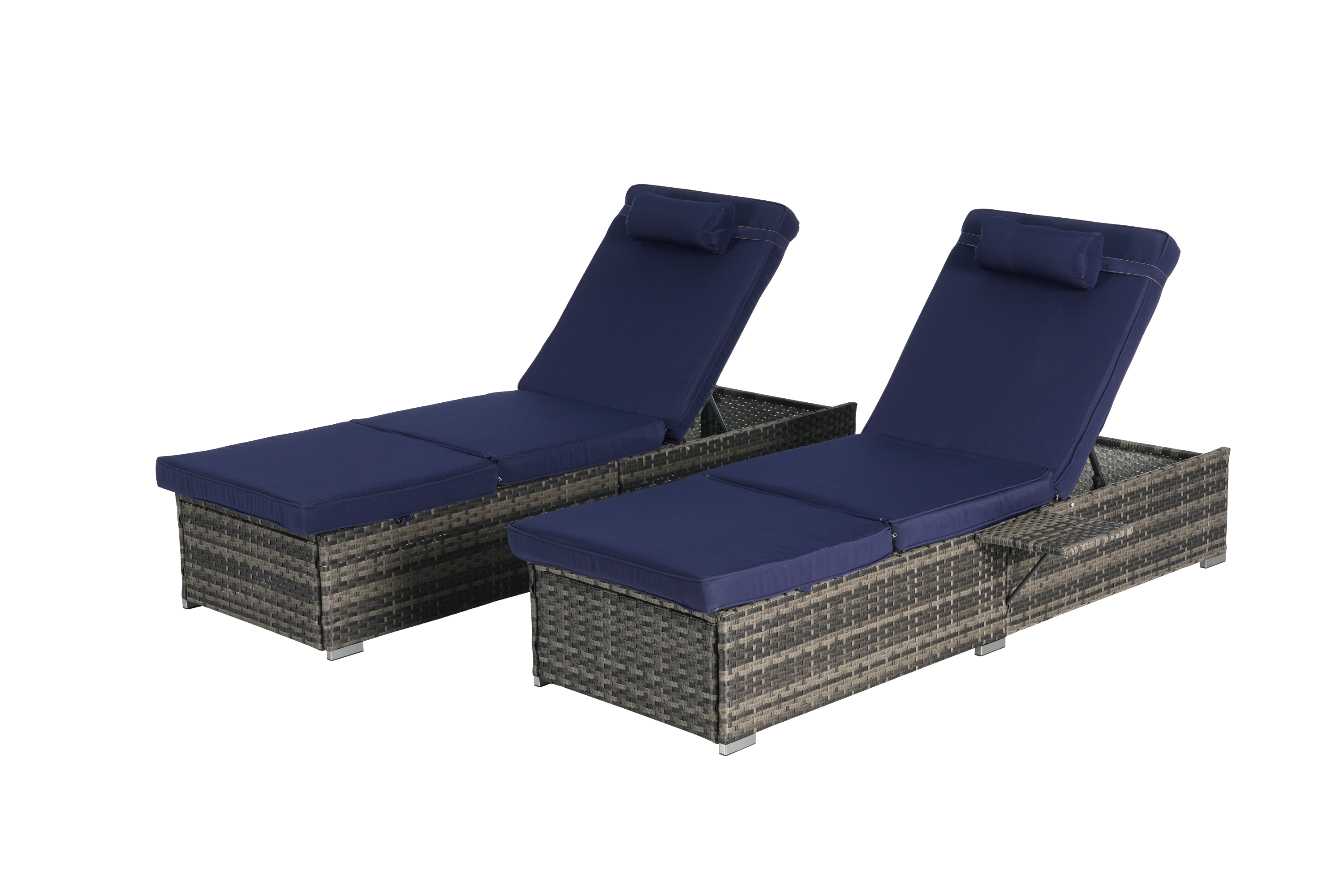 Outdoor Chaise Lounge Chair Set of 2 with Storage