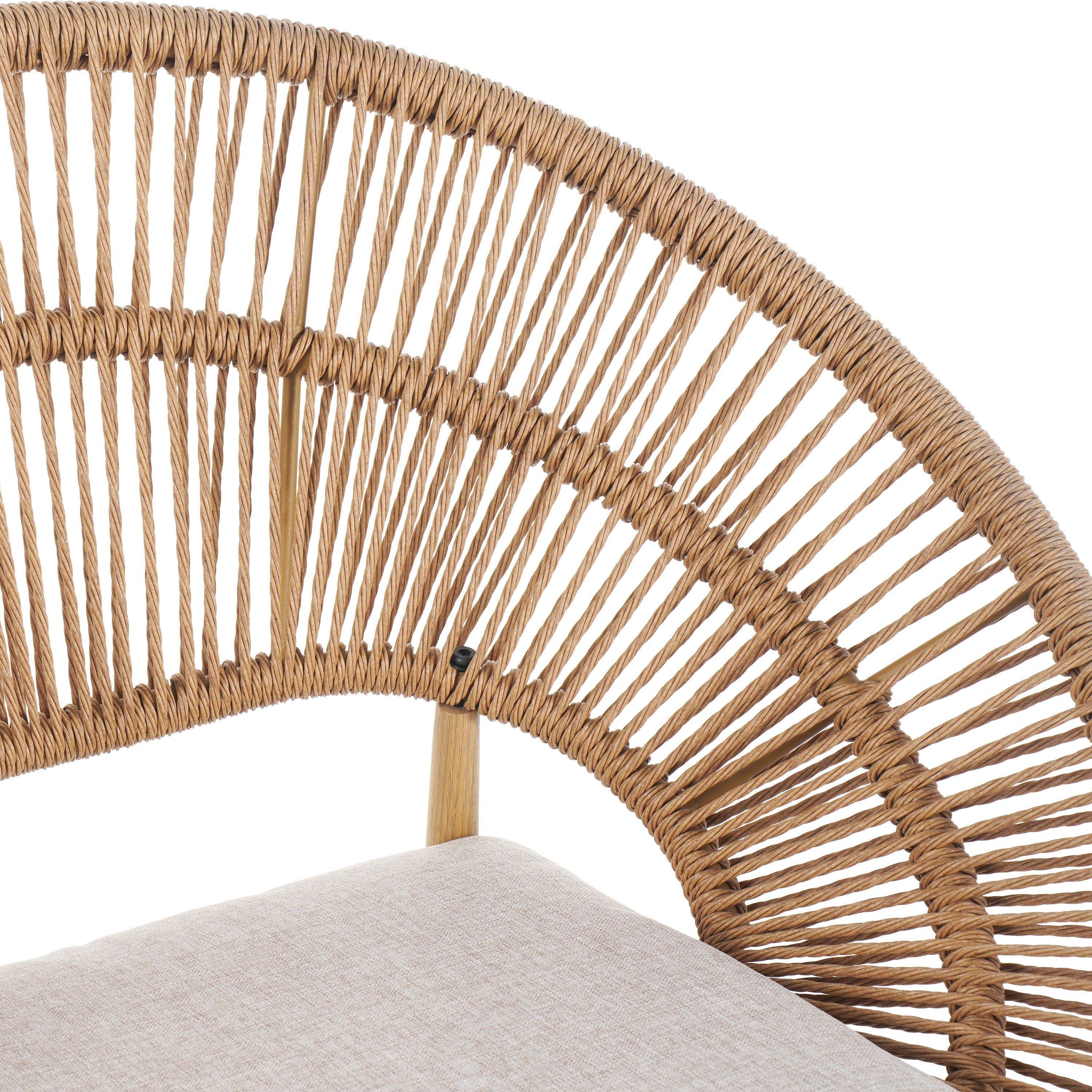 Cyril Outdoor Wicker Papasan Style Dining Chair with Teak Finished Legs - Set of 2