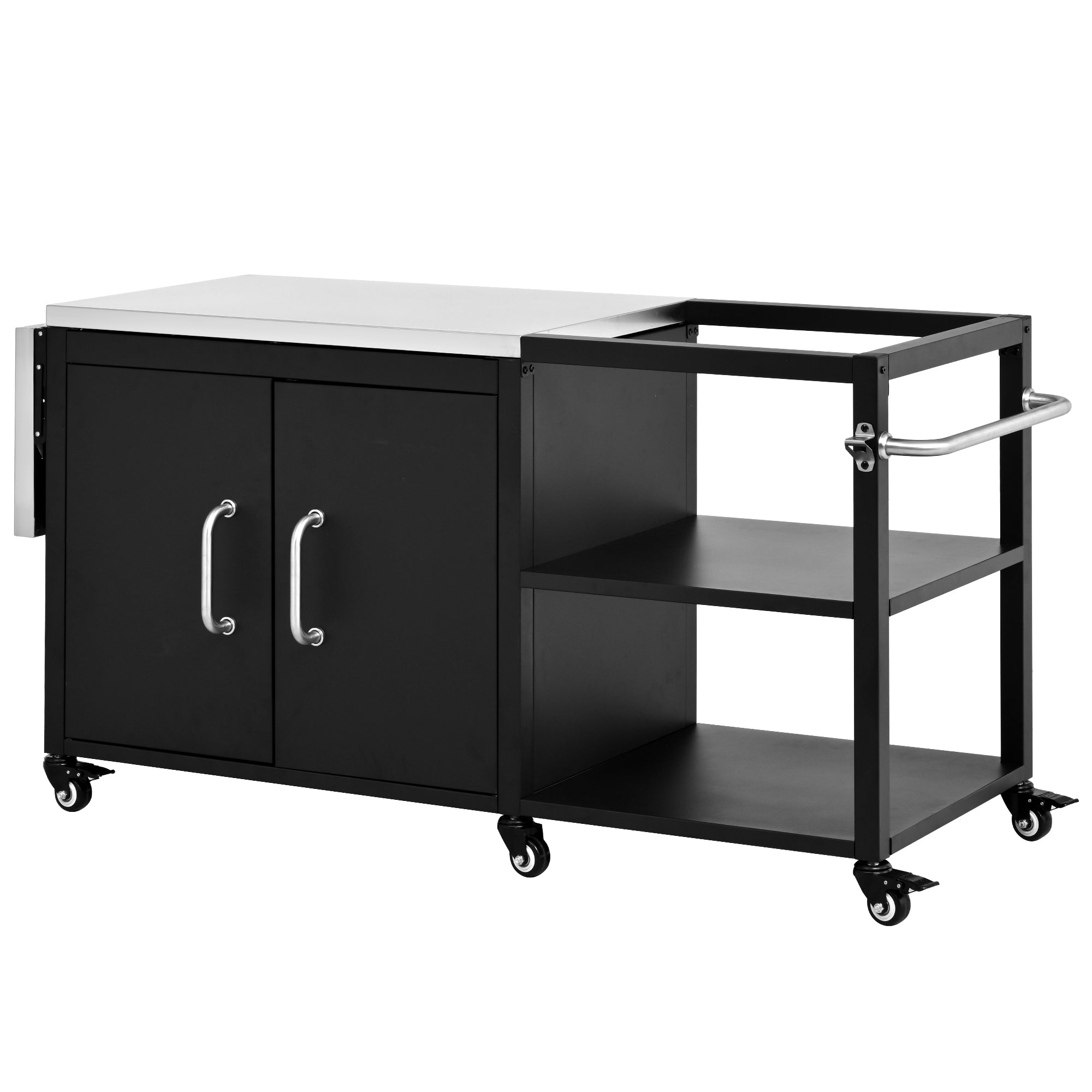 K&K 76.6' Outdoor Grill Cart with Storage Cabinet
